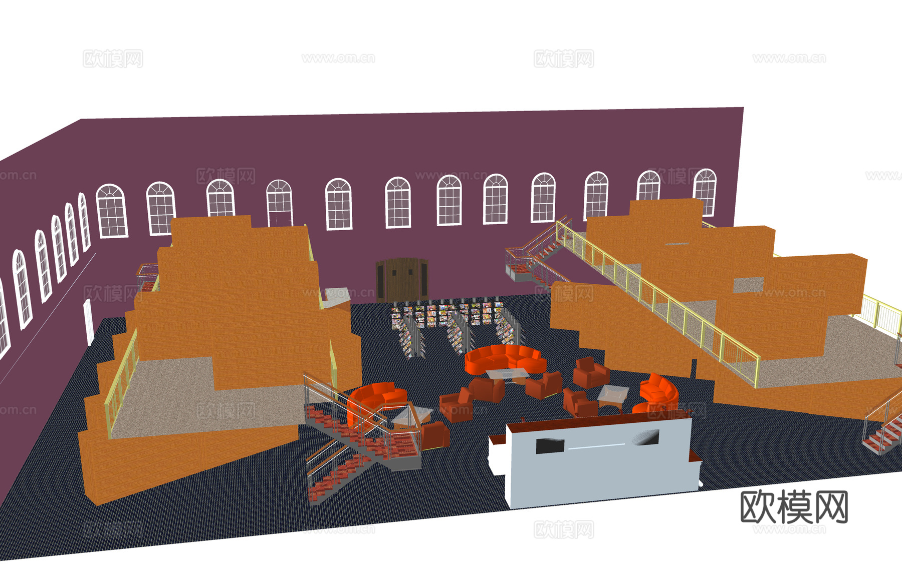 公共空间 走廊 政府机构 停车场 办事处su模型