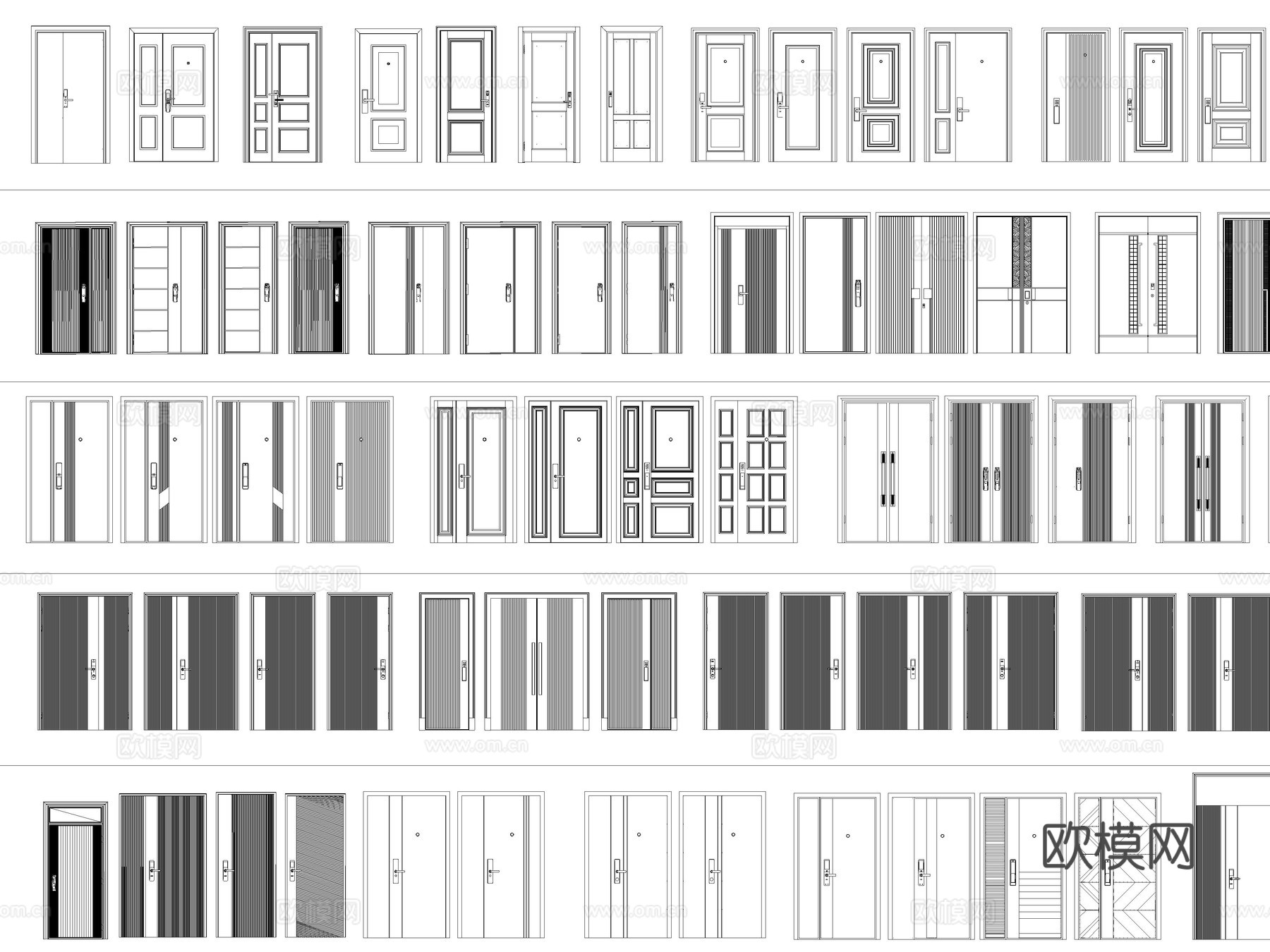 2026年最新超全实木门钢木门防盗门铝合金门平开门CAD图库cad施工图