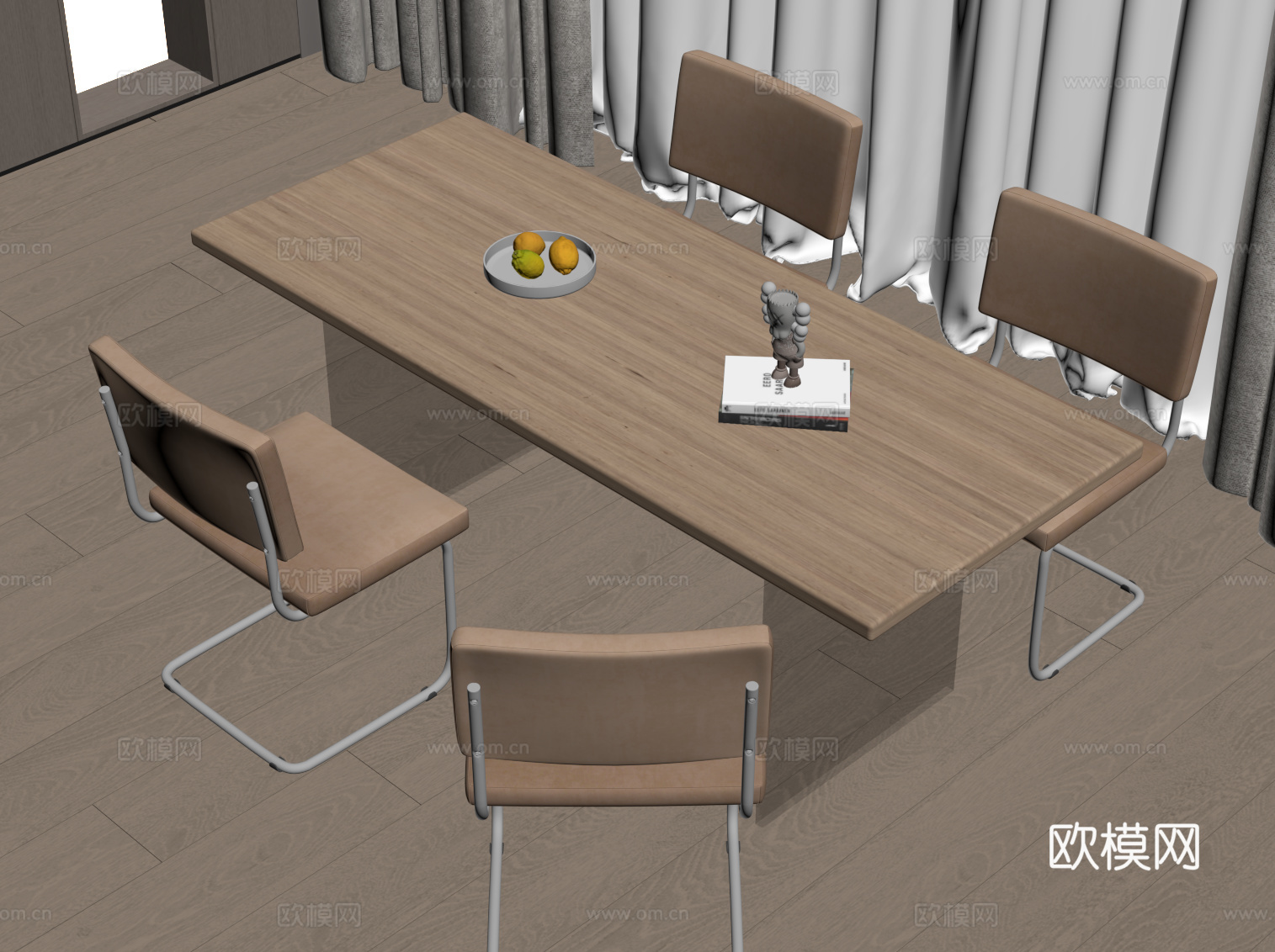 现代简约餐桌su模型