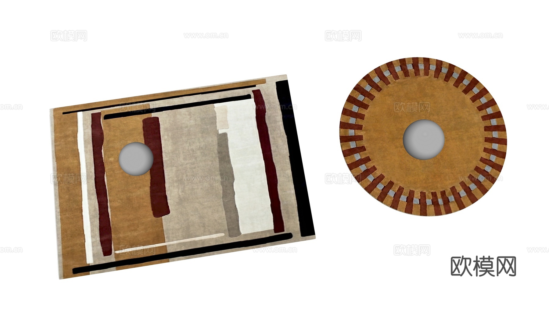 现代中古风地毯su模型