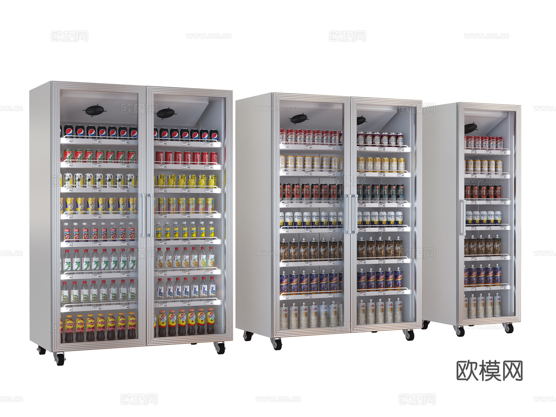 饮料柜 冷饮柜 啤酒饮料矿泉水 冷藏柜 保鲜柜 冰柜 冷柜3d模型下载（渲染图1）