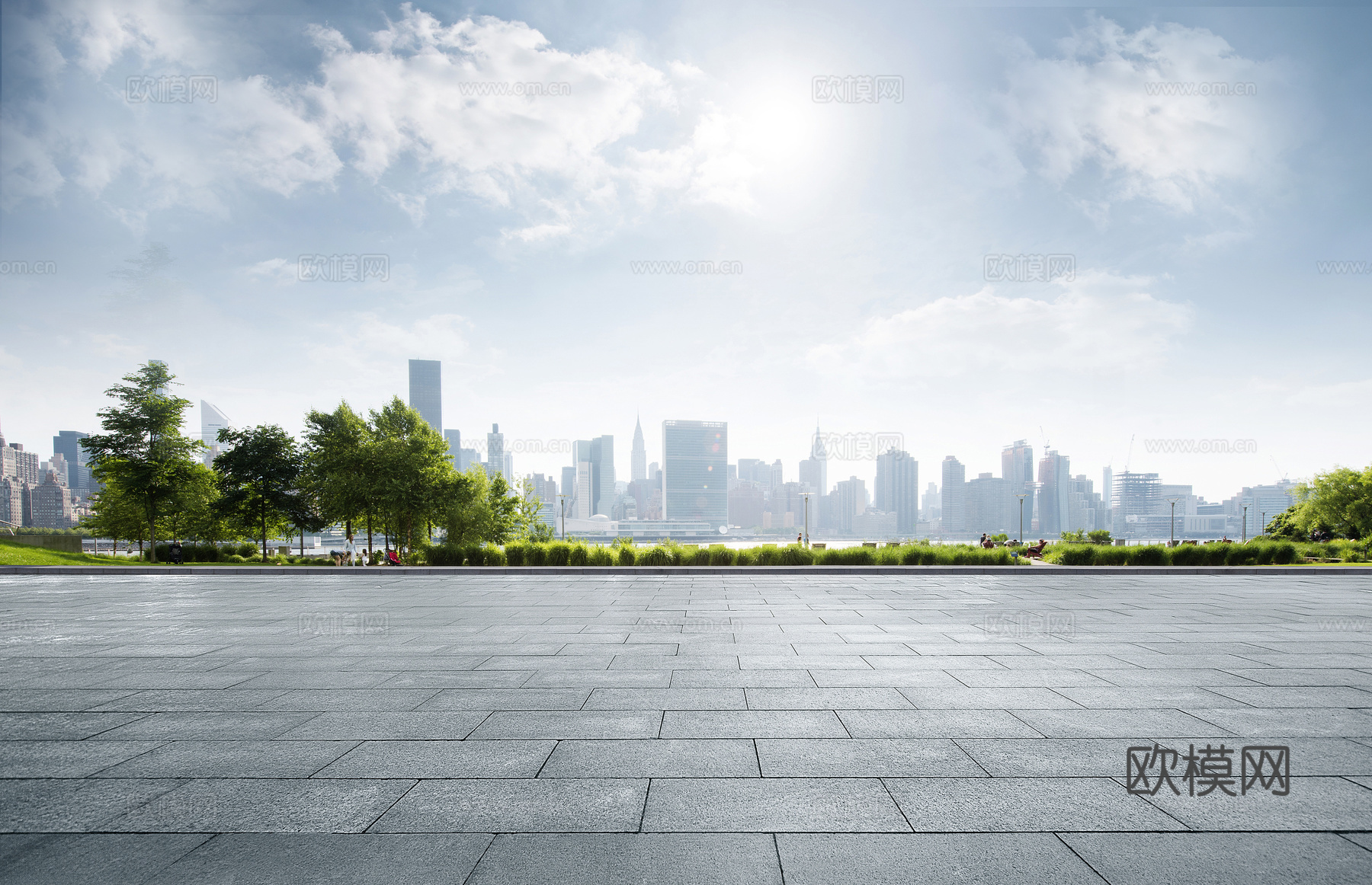 现代城市白天外景道路外景