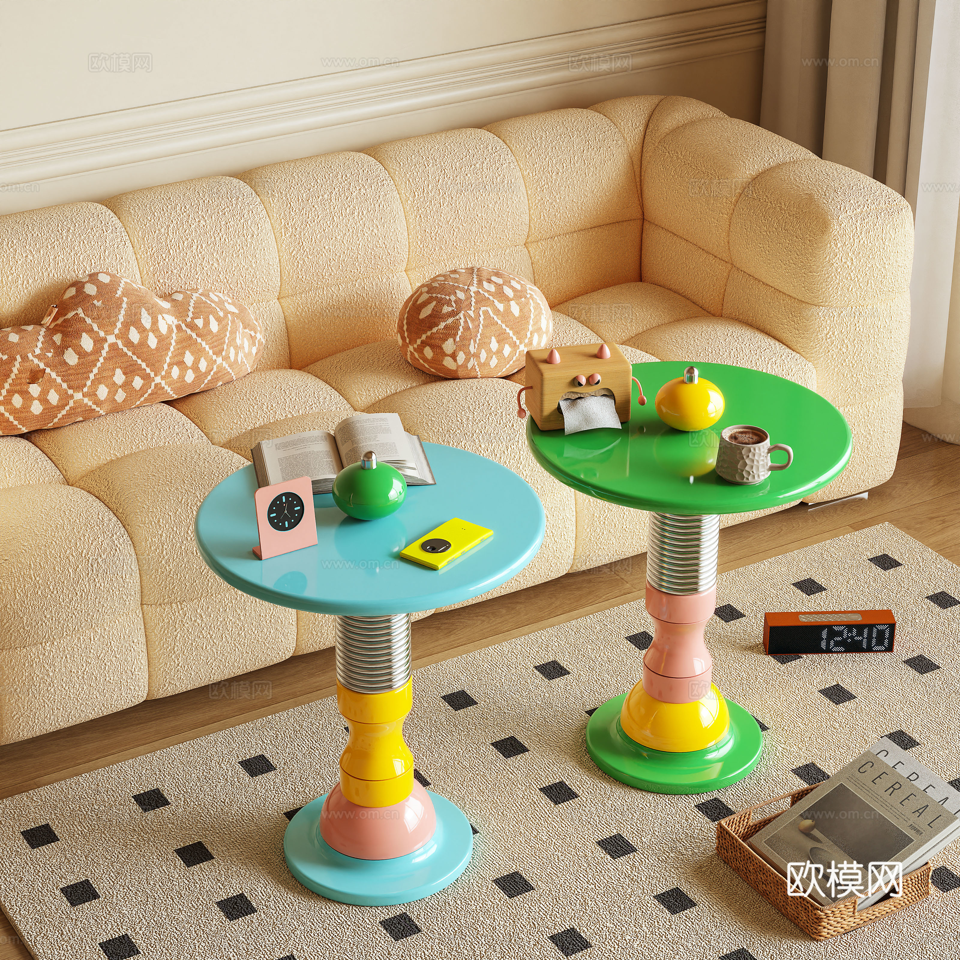 边几 小茶几 摆件 多巴胺3d模型下载