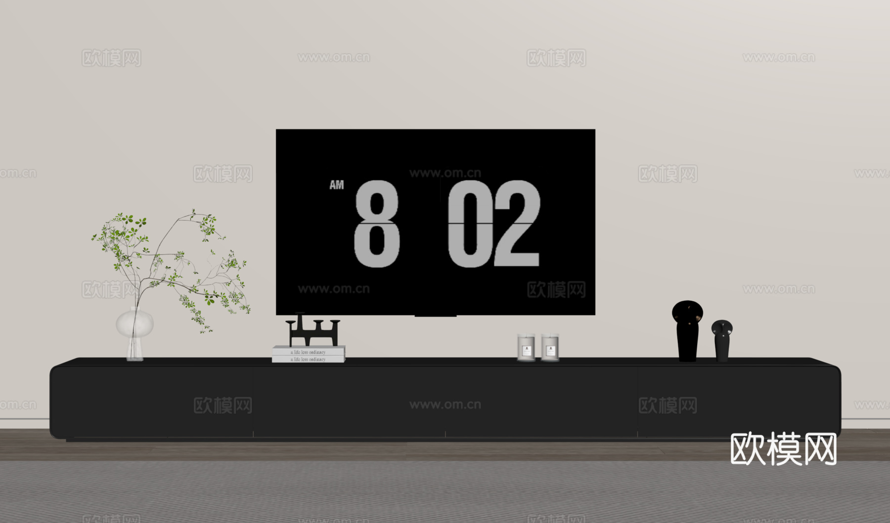 现代极简电视柜su模型