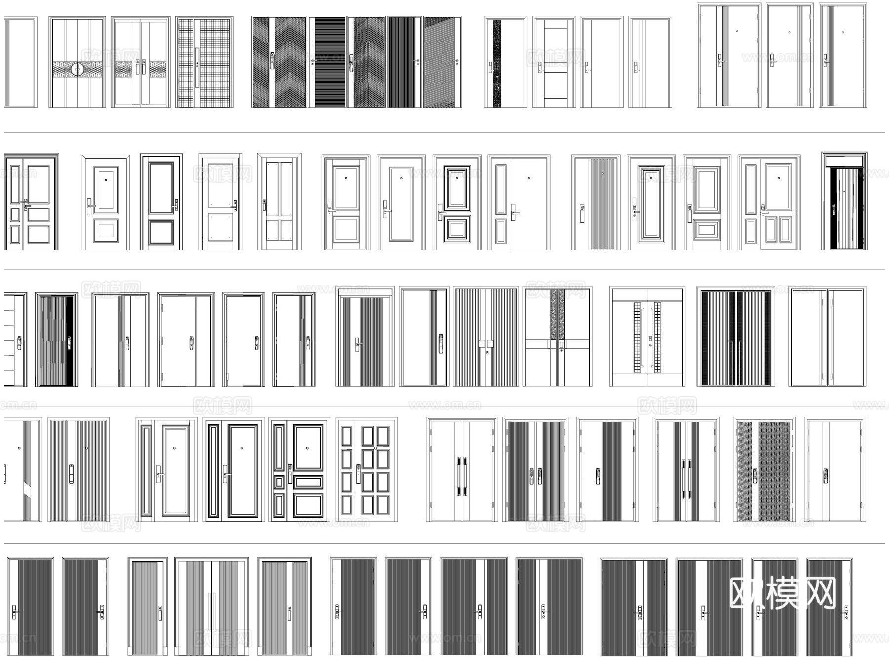 2026年最新超全实木门钢木门防盗门铝合金门平开门CAD图库cad施工图