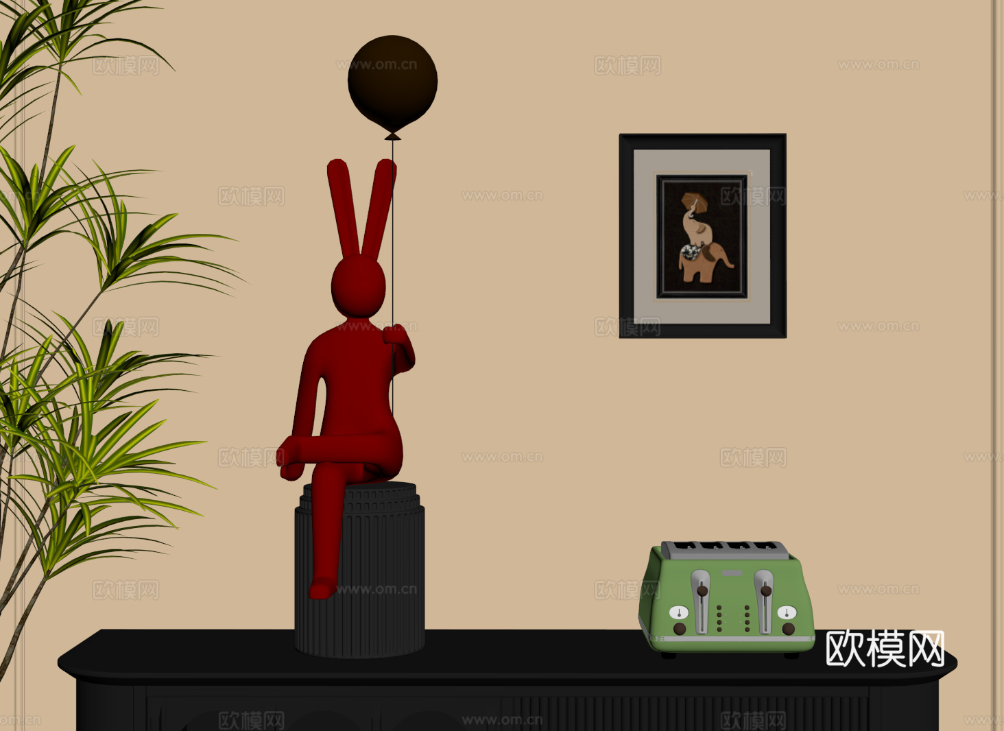 现代卡通雕塑 动物雕塑 兔子雕塑su模型