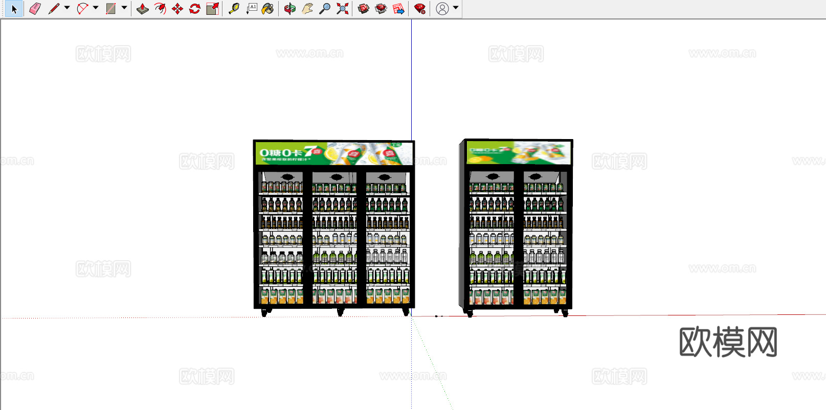 饮料柜 冷饮柜 啤酒饮料矿泉水 冷藏柜 保鲜柜 冰柜 冷柜su模型