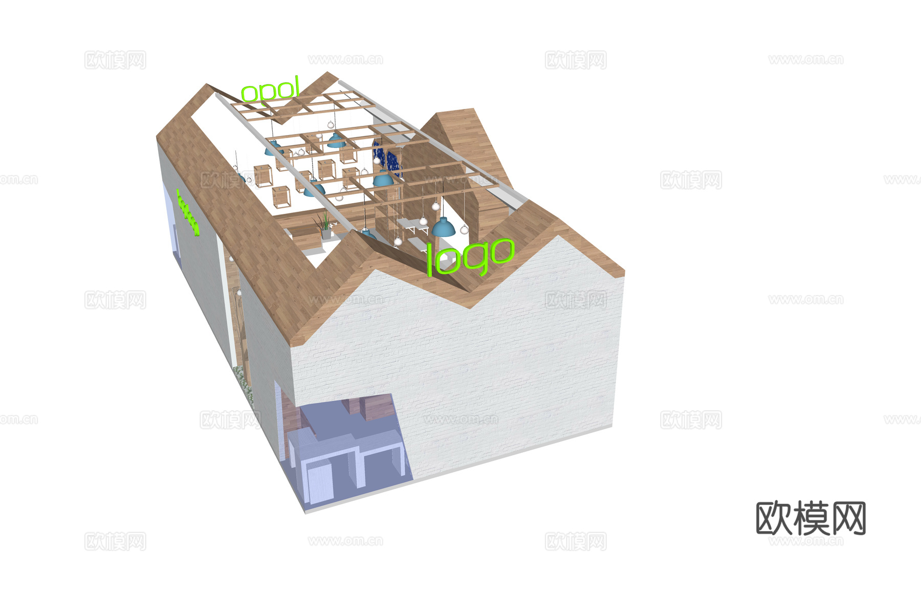 公共空间 走廊 政府机构 停车场 办事处su模型下载（渲染图2）