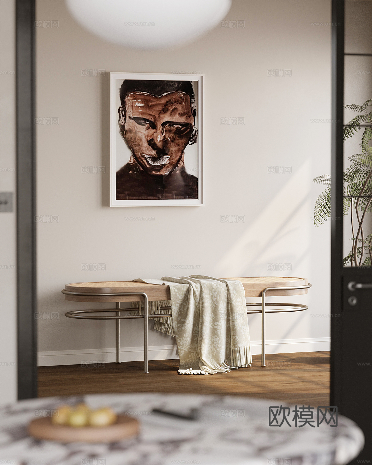 侘寂风长凳 换鞋凳su模型