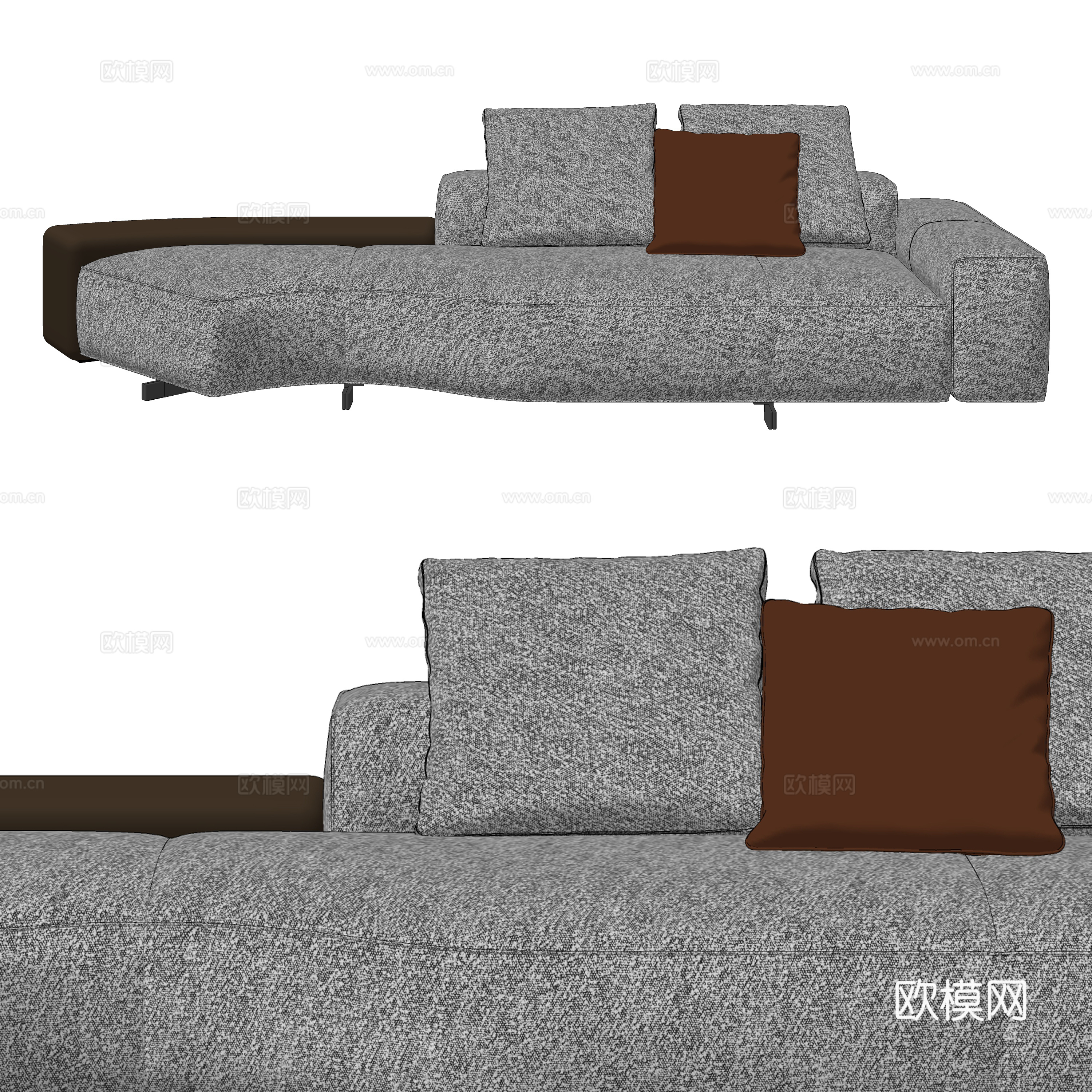 现代沙发 三人沙发 异型沙发 模块沙发su模型