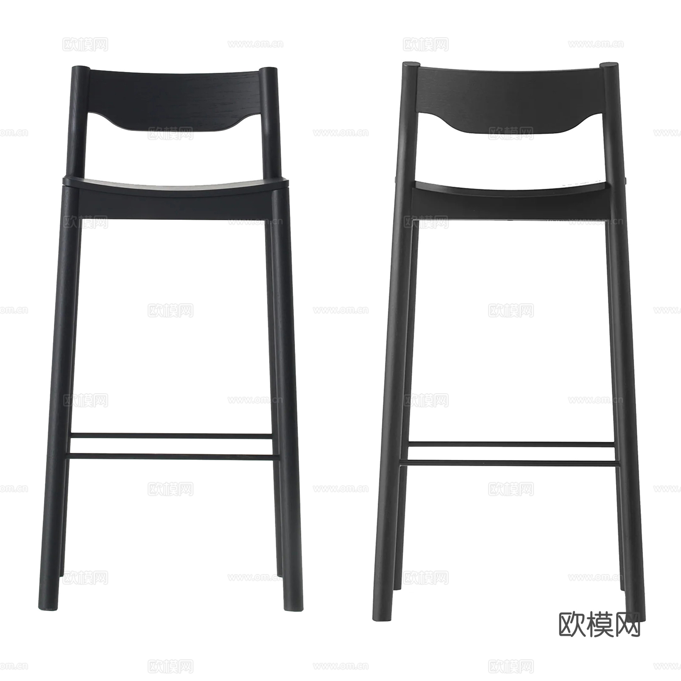 木质吧台椅su模型