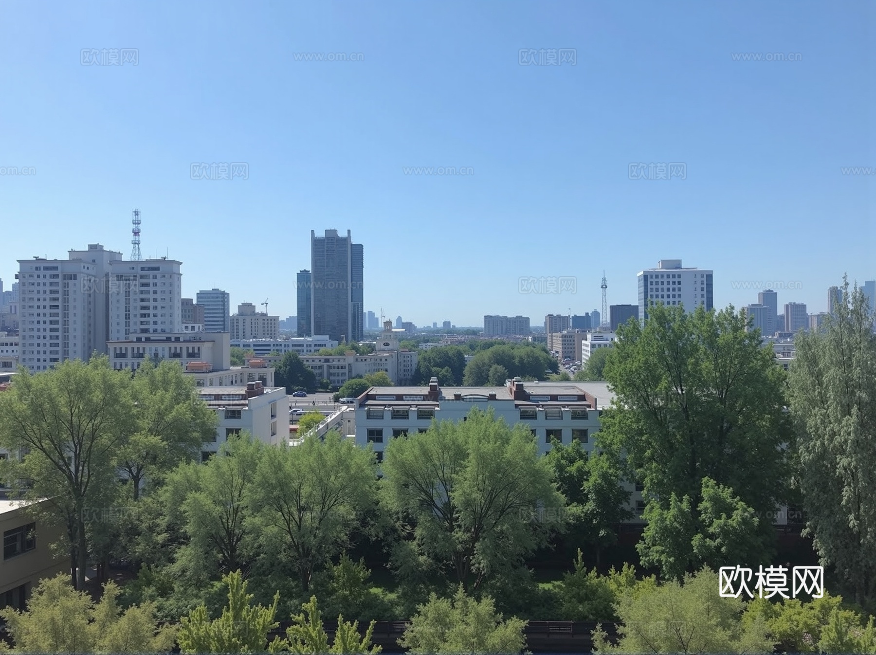 现代城市白天外景天空外景