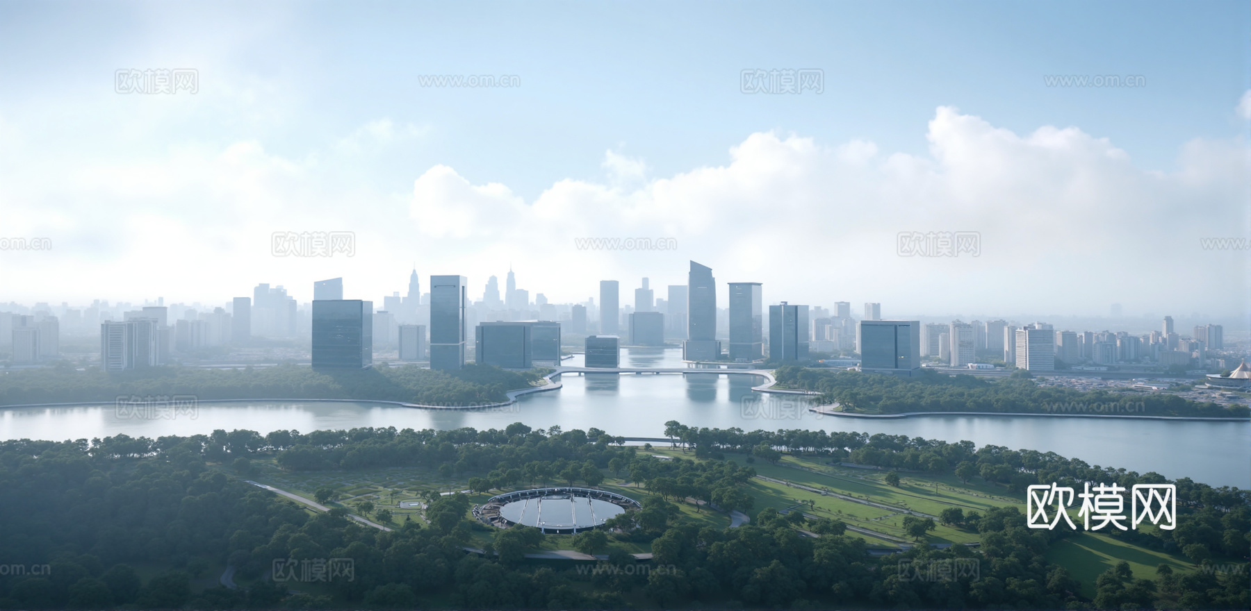 现代城市白天外景天空外景