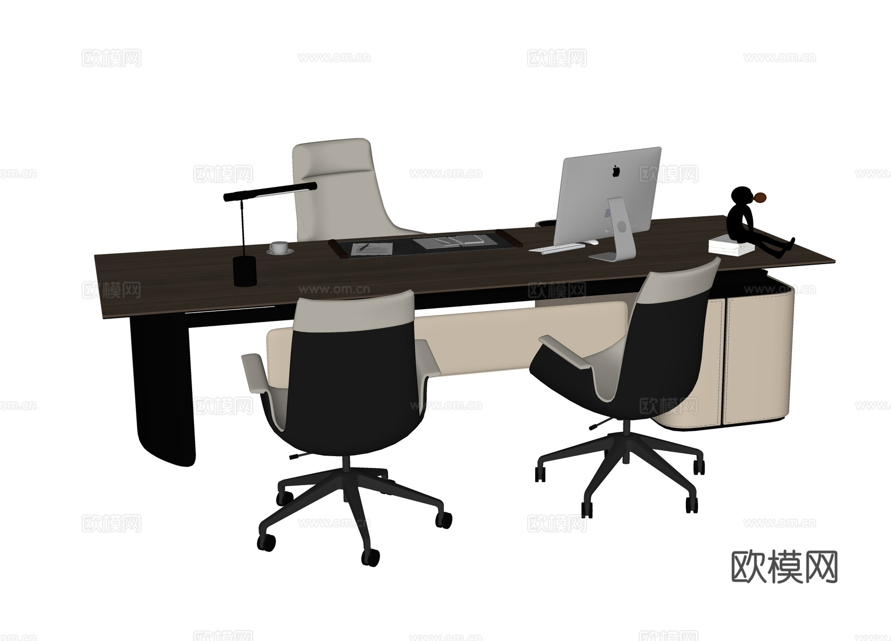 现代办公桌椅 班台桌椅 办公椅su模型