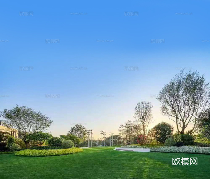 现代白天小区外景庭院外景别墅外景-免费3dmax模型库-欧模网