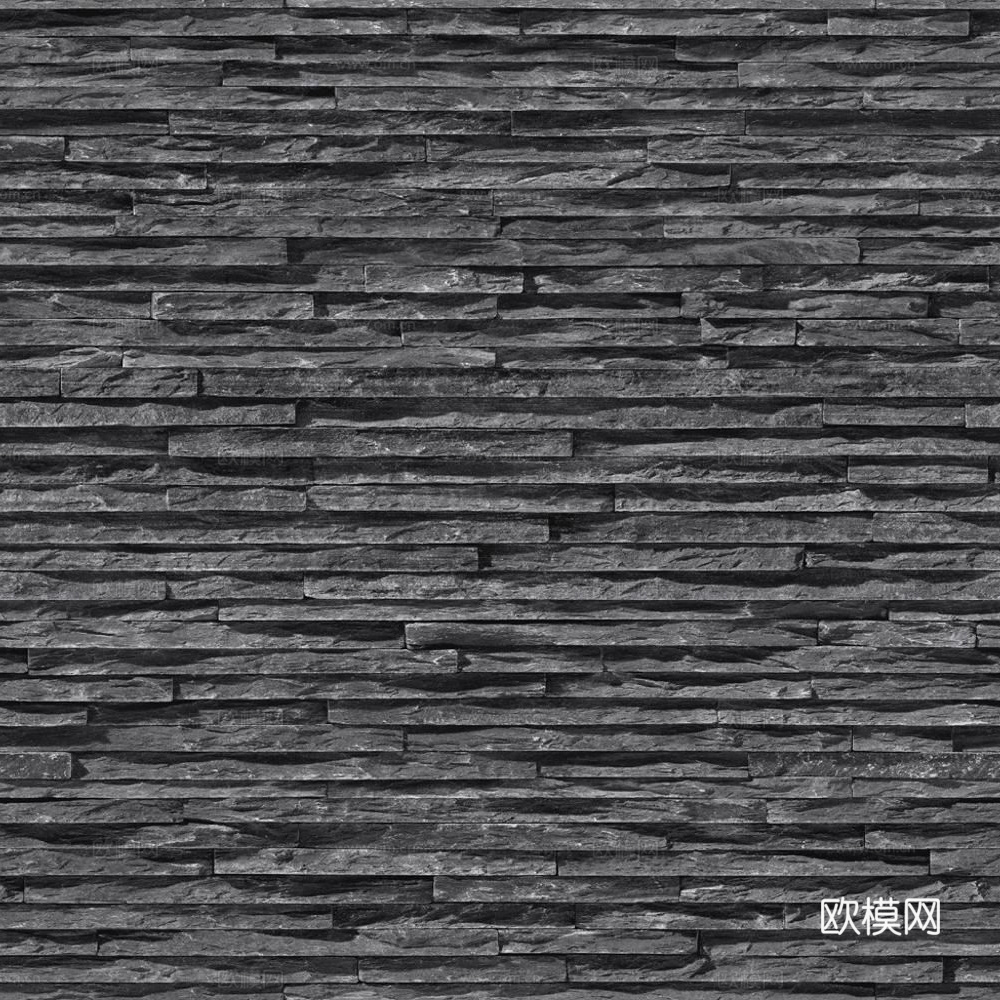 无缝黑色条石 自然石 文化石墙面