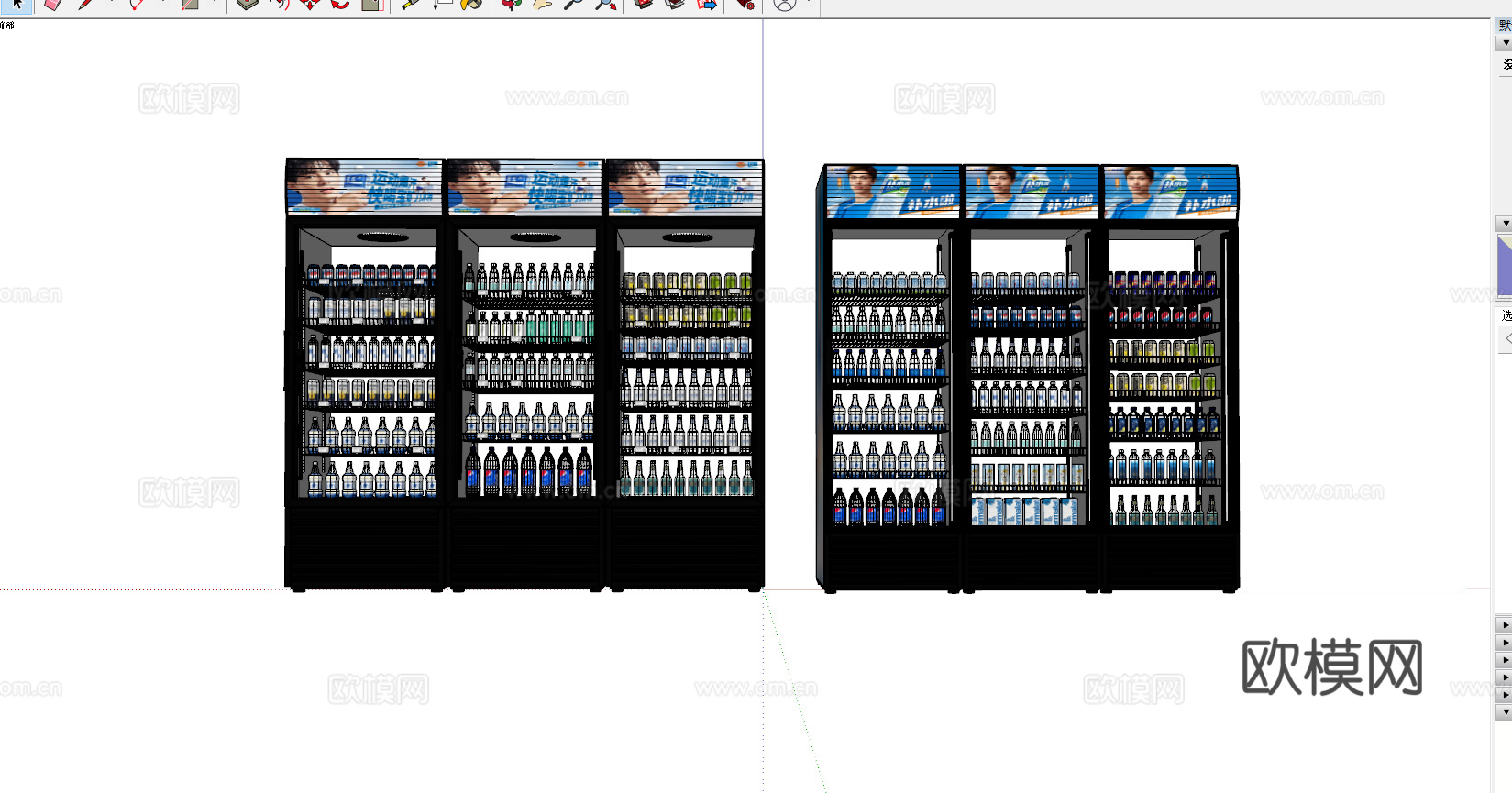 饮料柜 冷饮柜 啤酒饮料矿泉水 冷藏柜 保鲜柜 冰柜 冷柜su模型