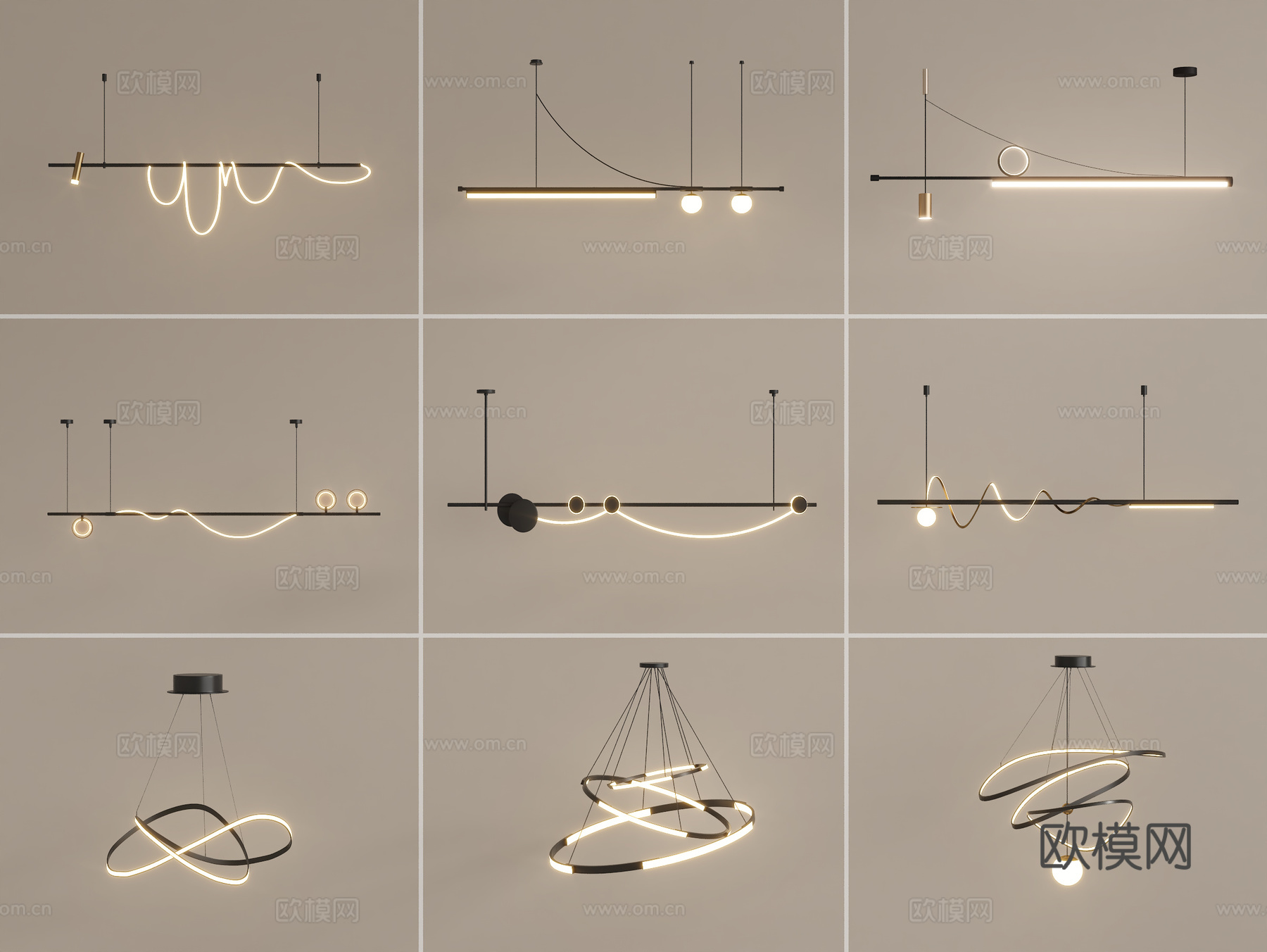 现代吊灯组合su模型