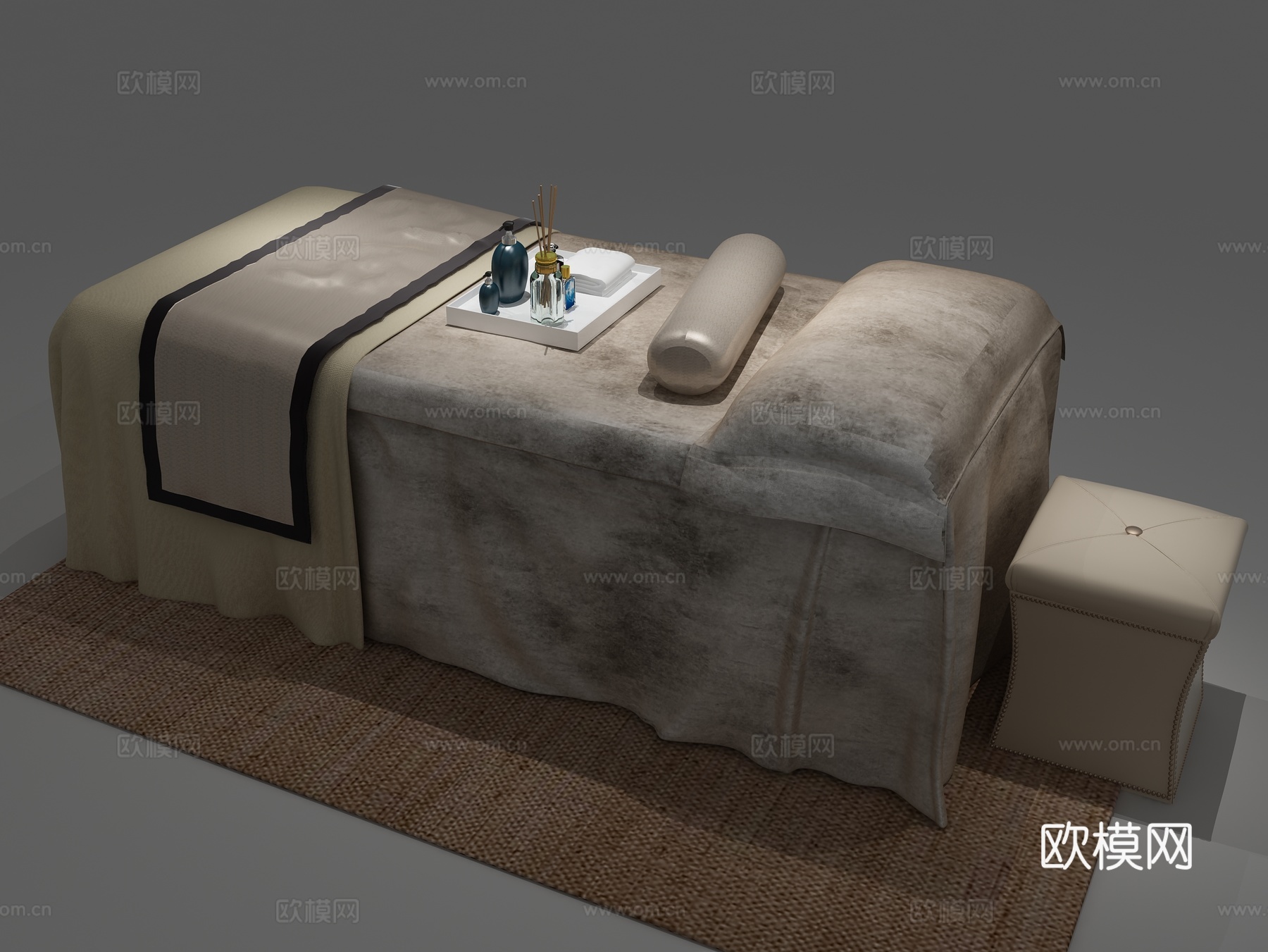 新中式按摩床 桑拿3d模型下载