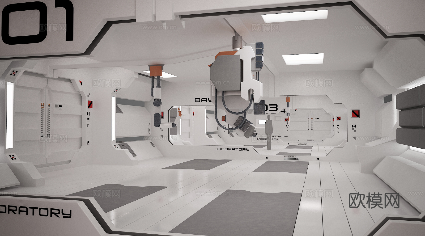 工厂实验室 科幻场景 车间 机房 仪器 器材设备3d模型下载（渲染图1）
