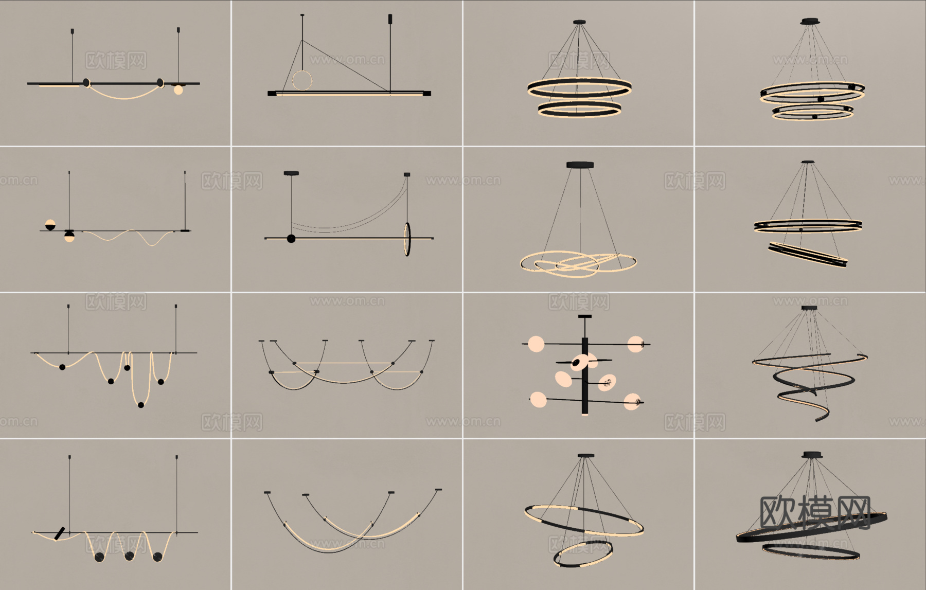 现代吊灯组合su模型