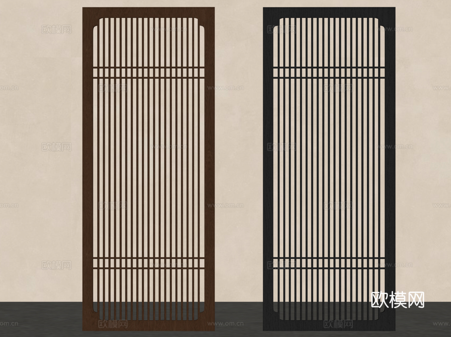 新中式花格 屏风隔断su模型