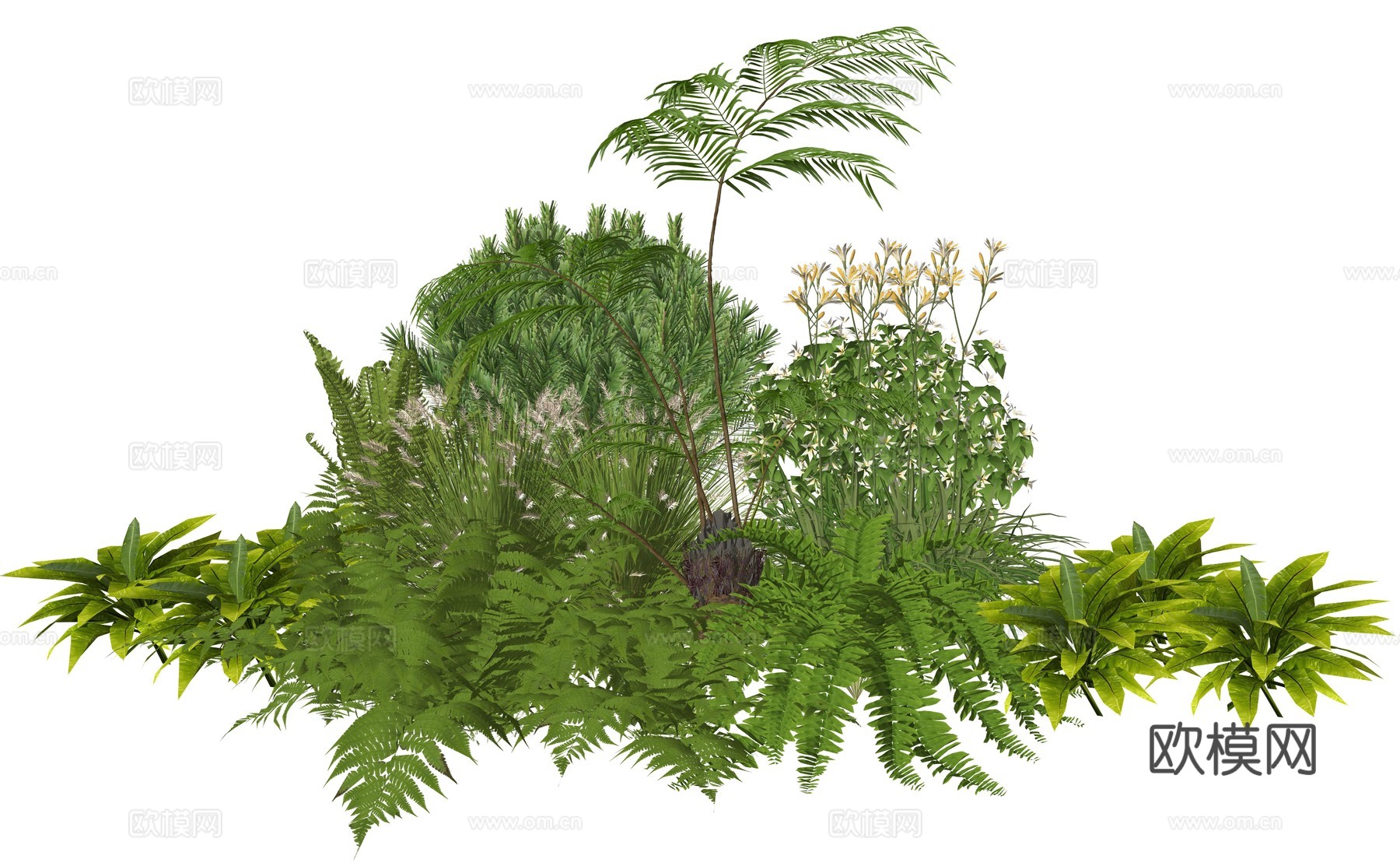 现代庭院植物堆景观组合su模型