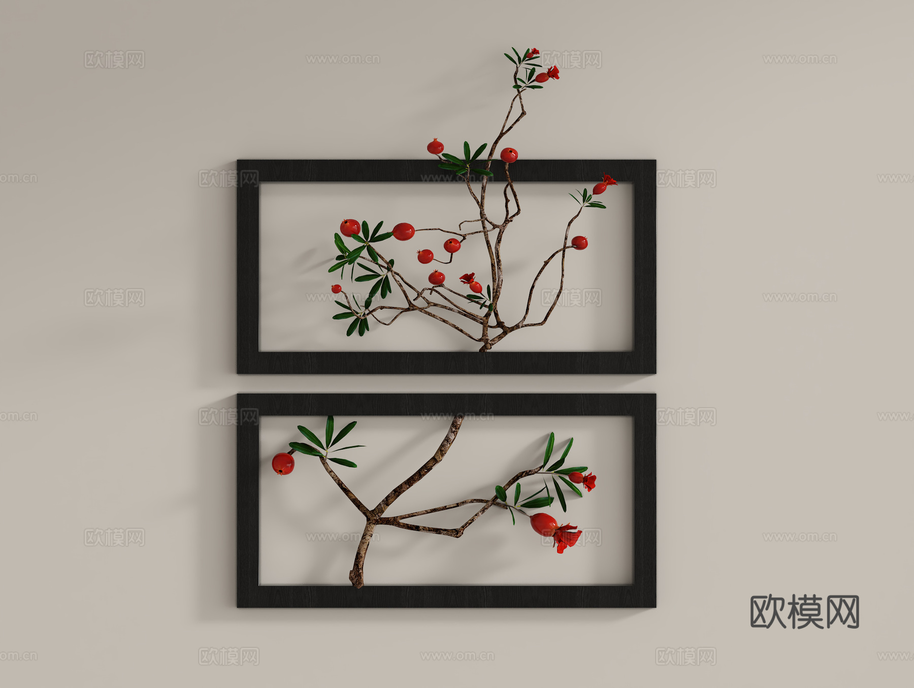 现代中古墙饰挂件su模型