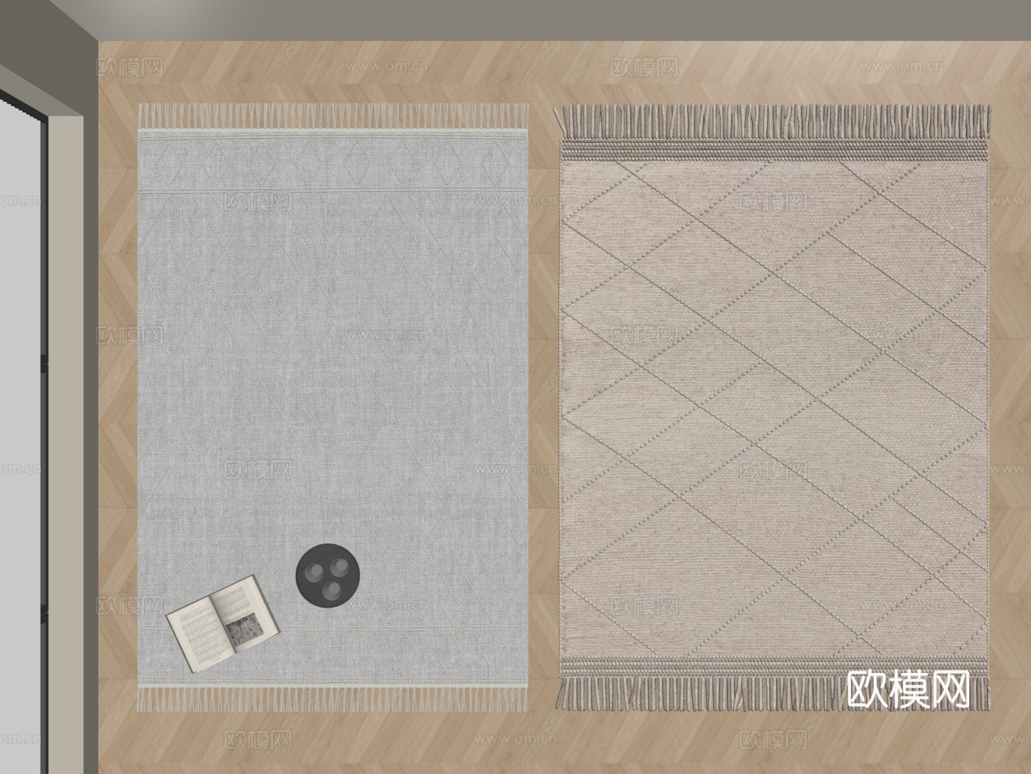 意式简约地毯 方形地毯 布艺地毯 客厅地毯 侘寂地毯su模型