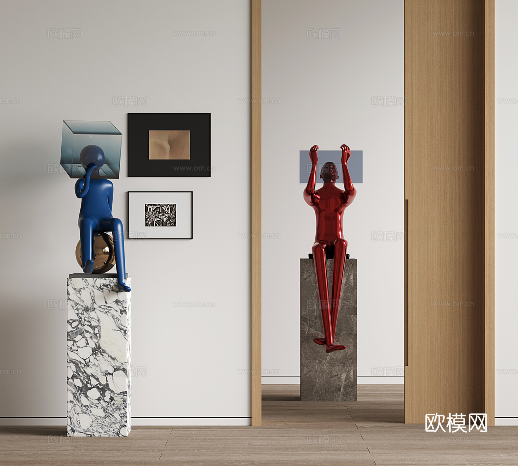 现代人形雕塑 创意雕塑su模型