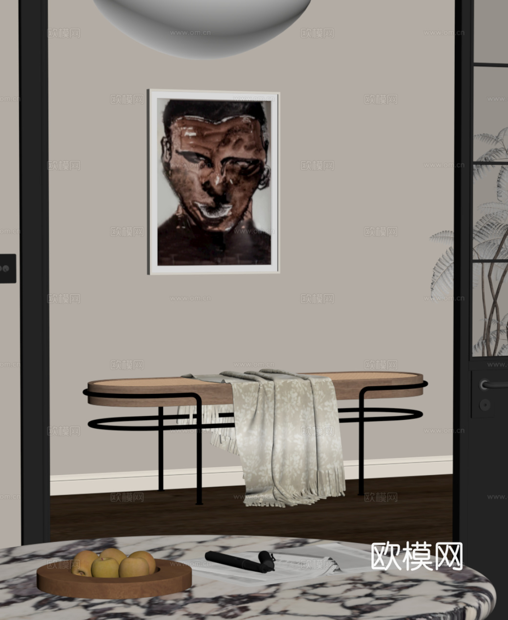 侘寂风长凳 换鞋凳su模型