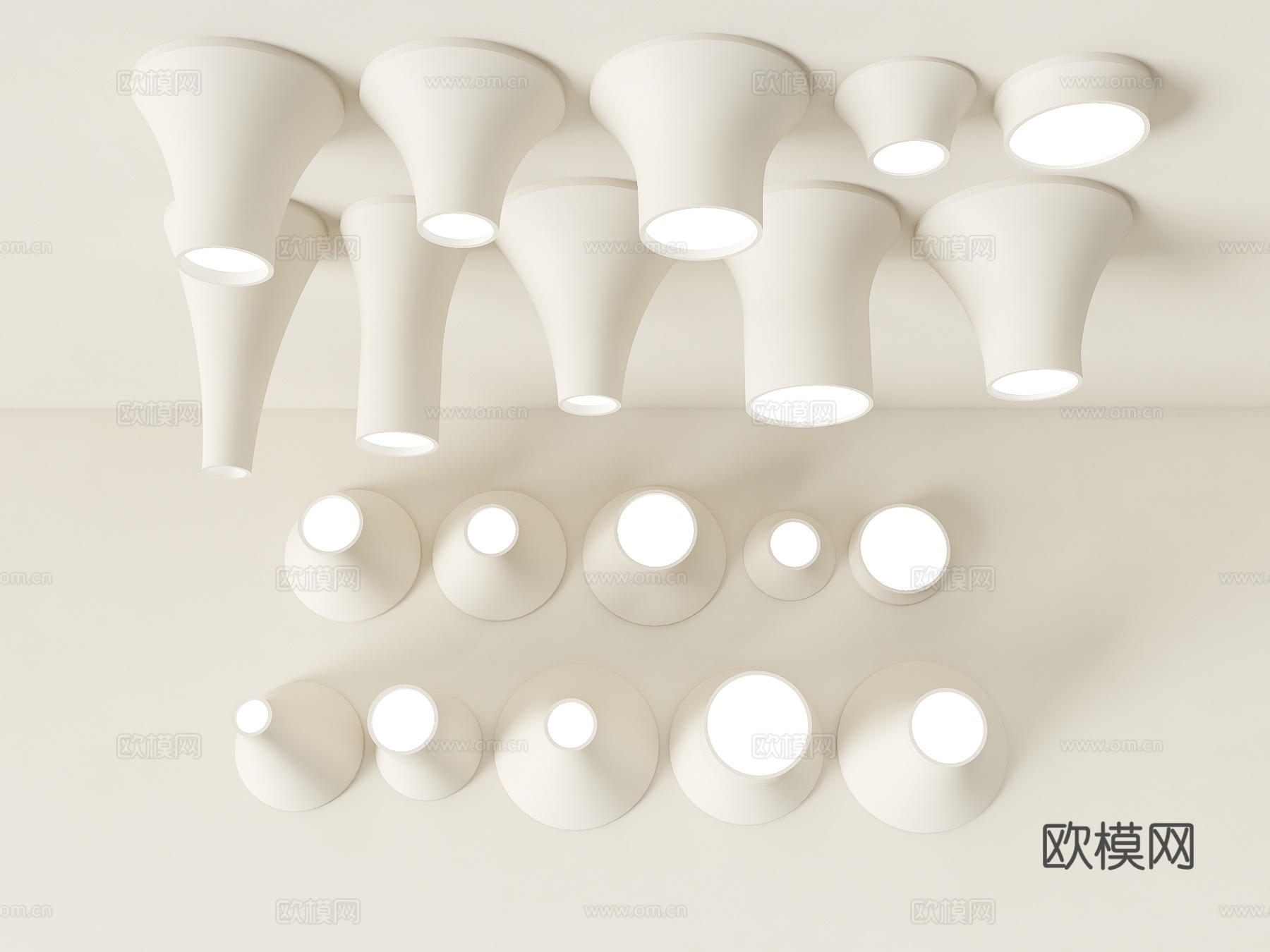 奶油风筒灯 宅寂风筒灯 射灯 筒灯 明装筒灯 现代筒射灯su模型