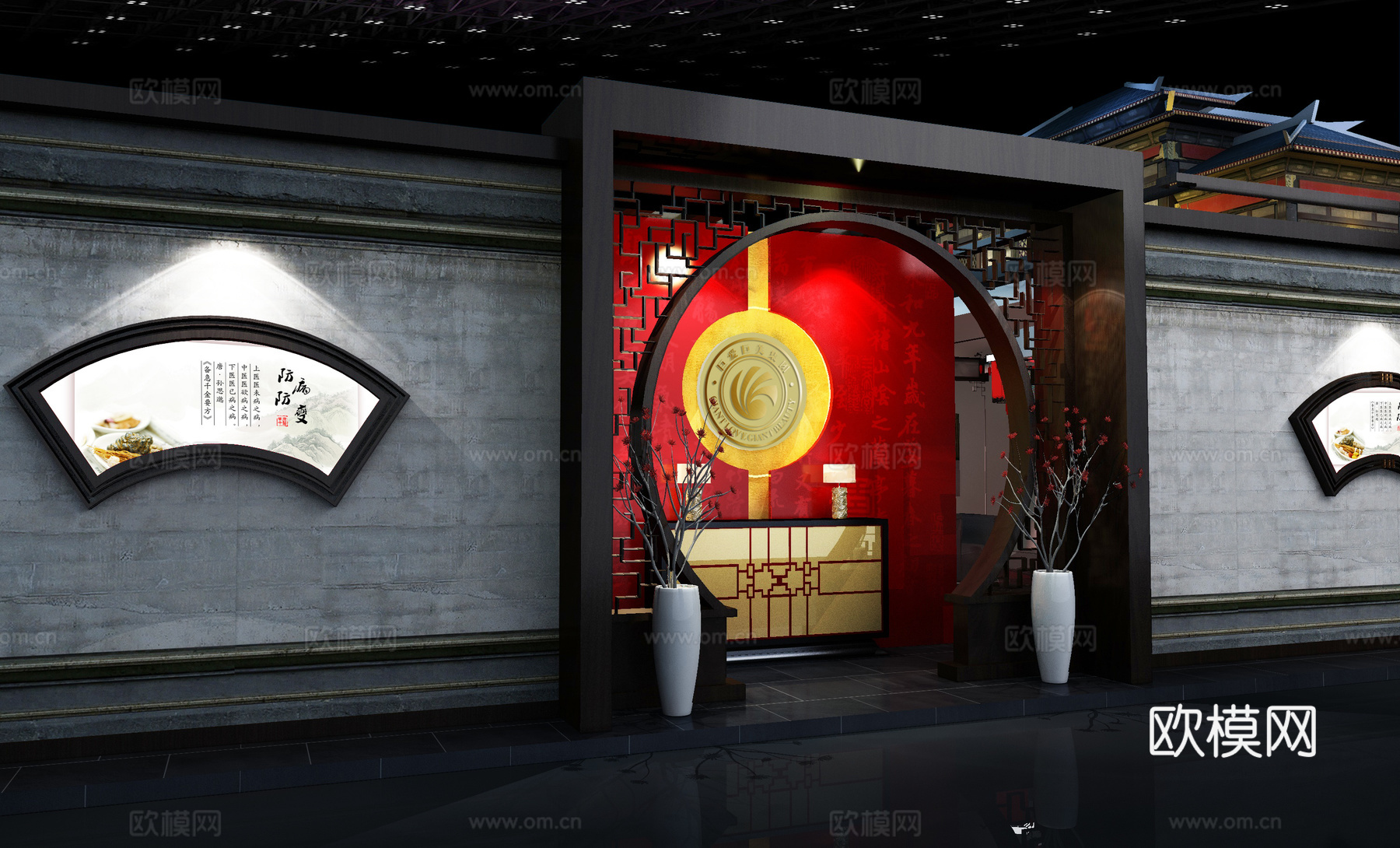 新中式风美妆展示一套3d模型下载（渲染图4）