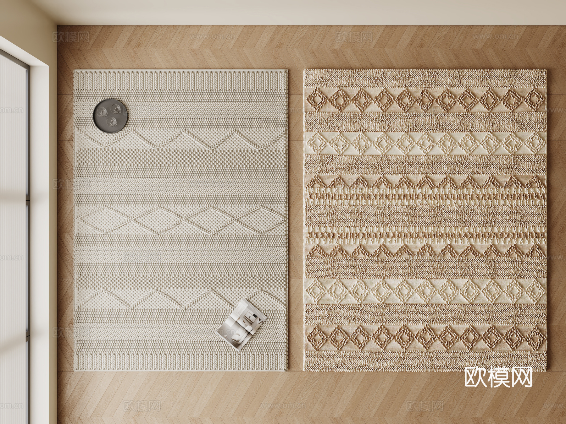 意式简约地毯 方形地毯 布艺地毯 客厅地毯 侘寂地毯su模型