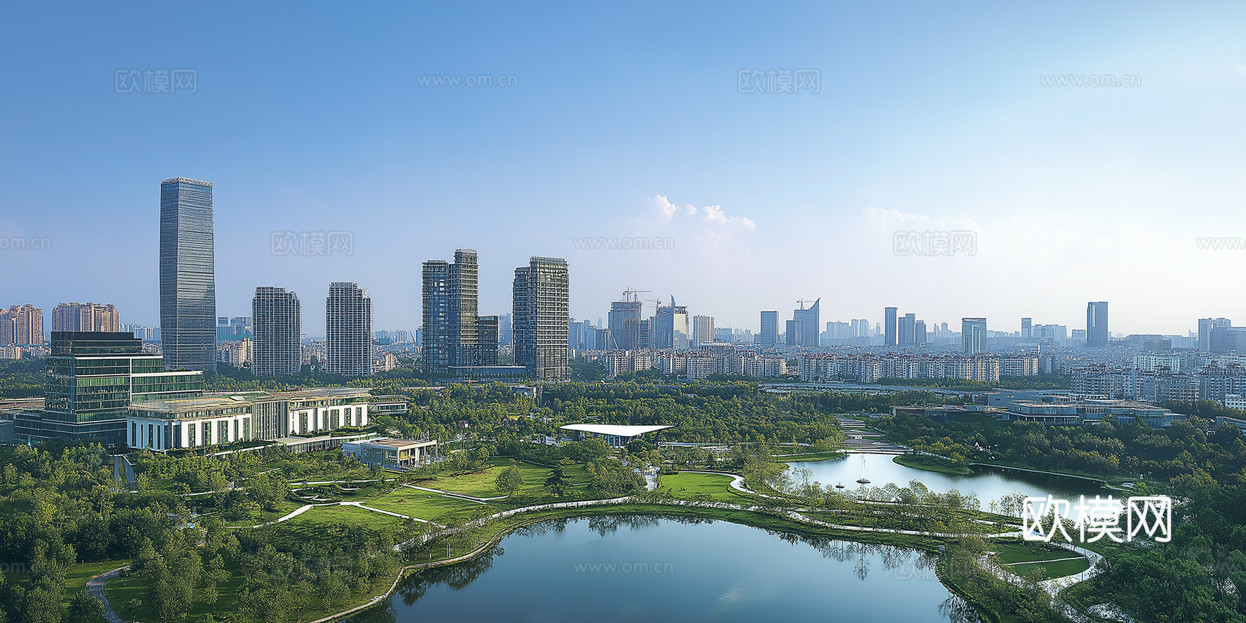 现代城市白天外景天空外景