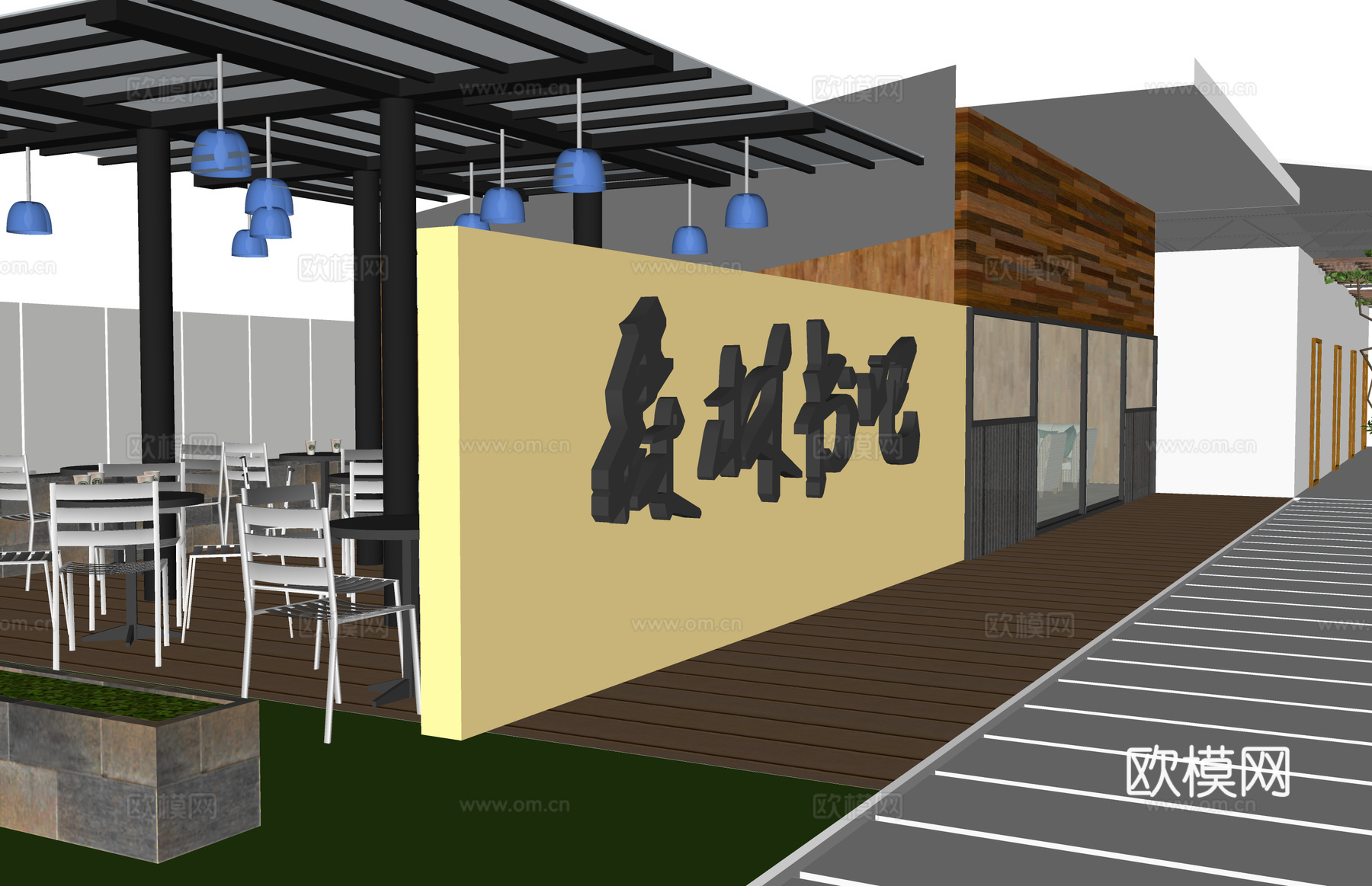 走廊 办事大厅 停车场 政府机构 休息站su模型