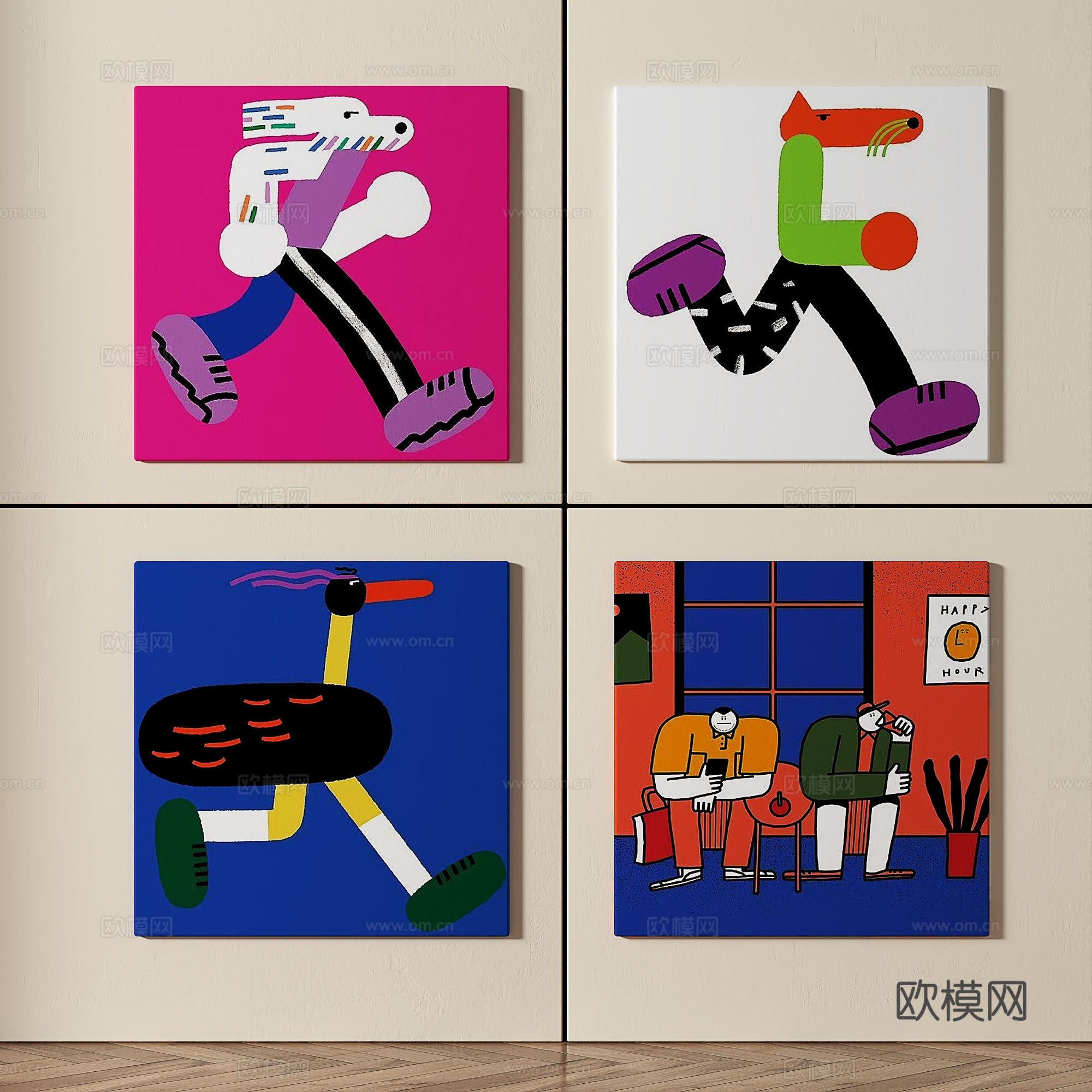 现代，简约，抽象，装饰画免费3d模型