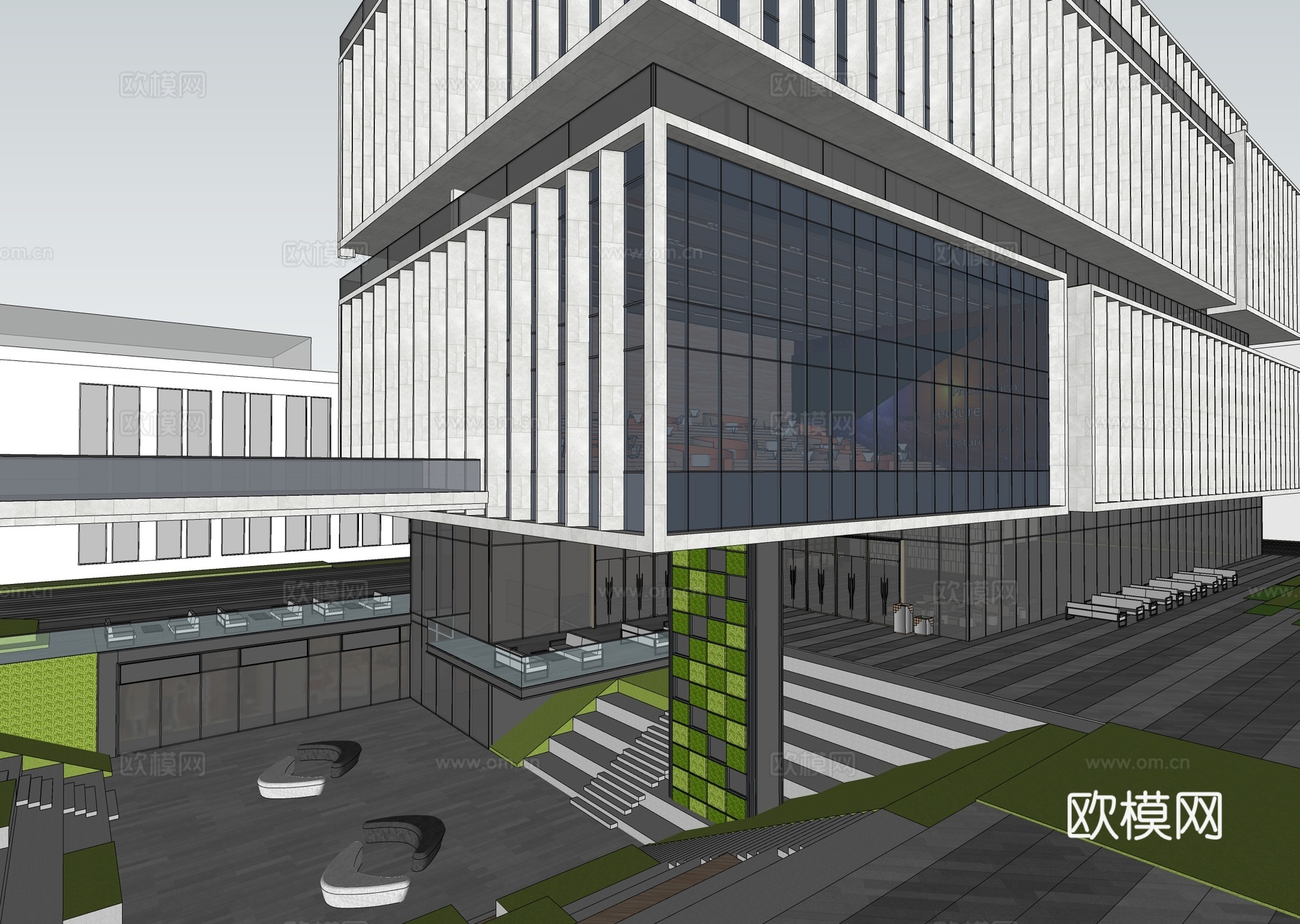 现代写字楼  办公楼 产业园建筑su模型