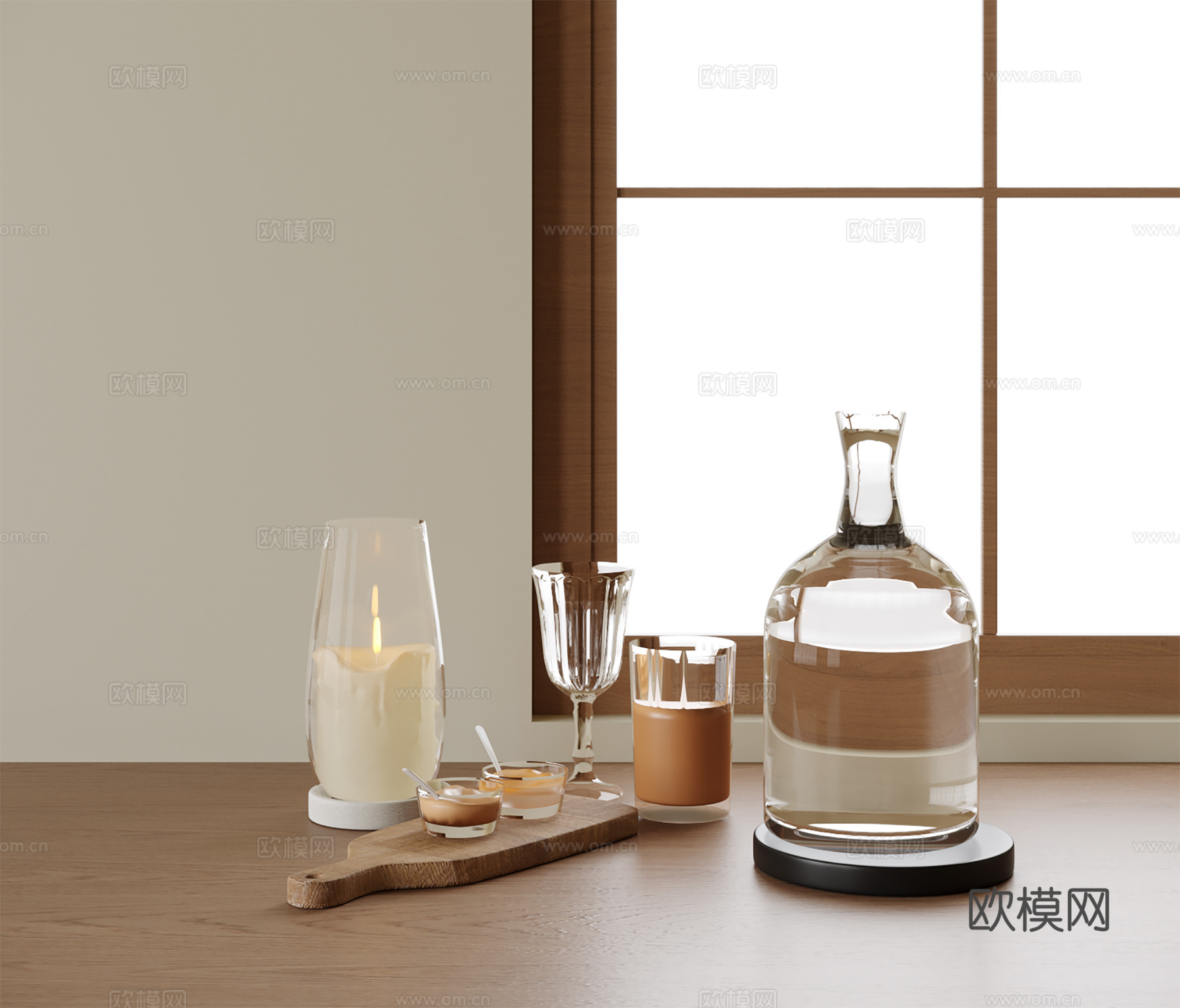 现代玻璃杯摆件su模型