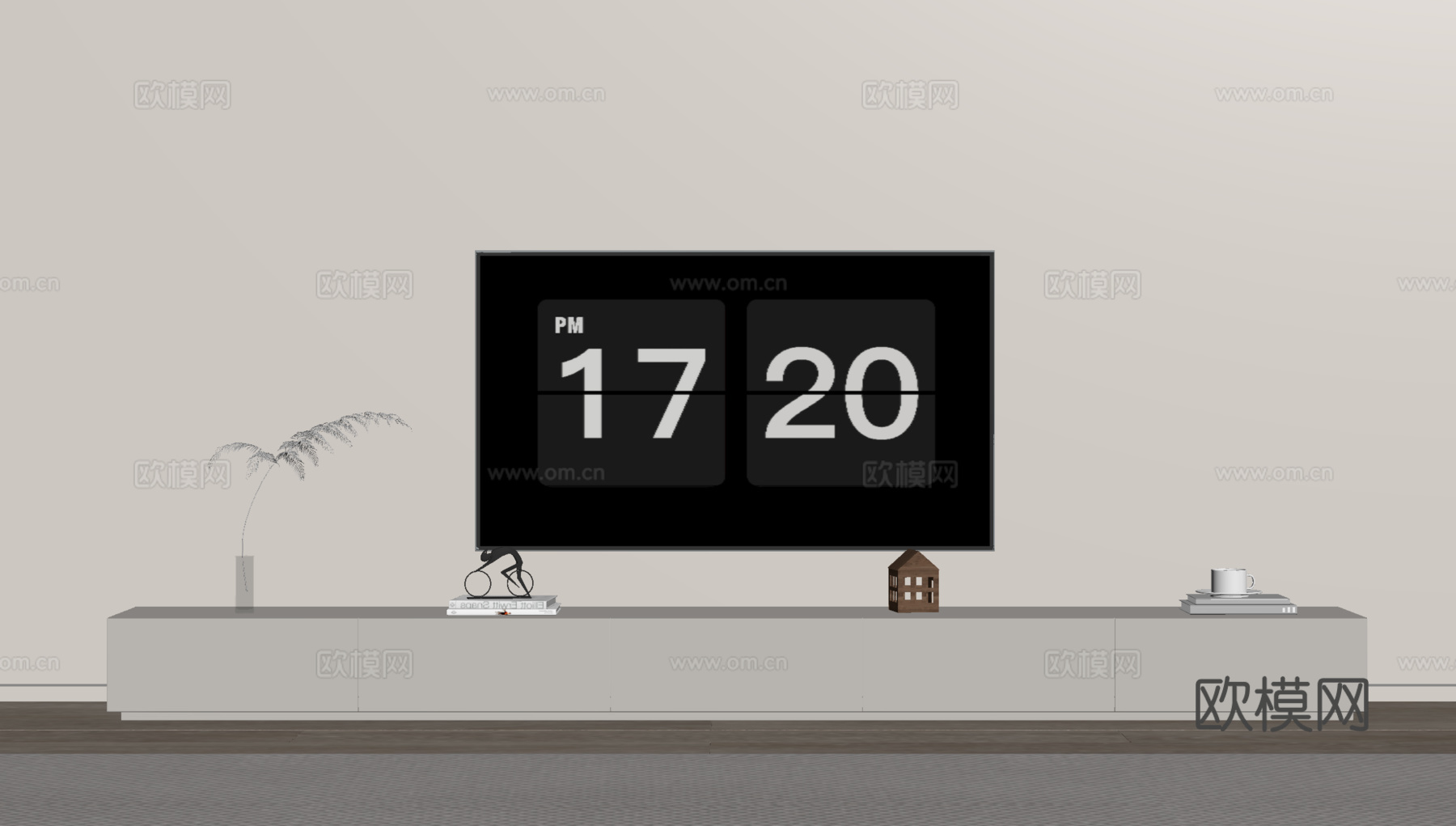 现代极简电视柜su模型