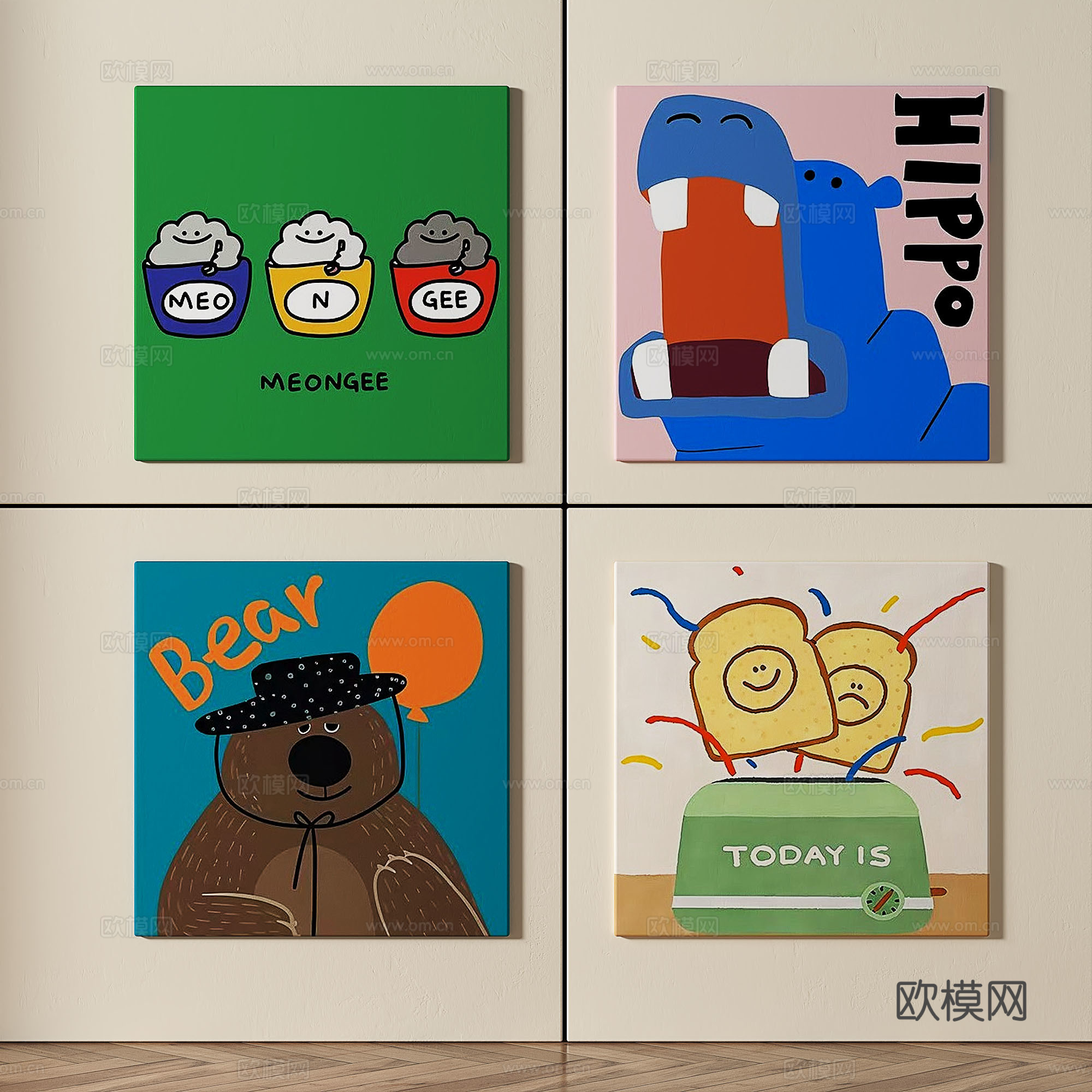 现代，简约，抽象，装饰画免费3d模型