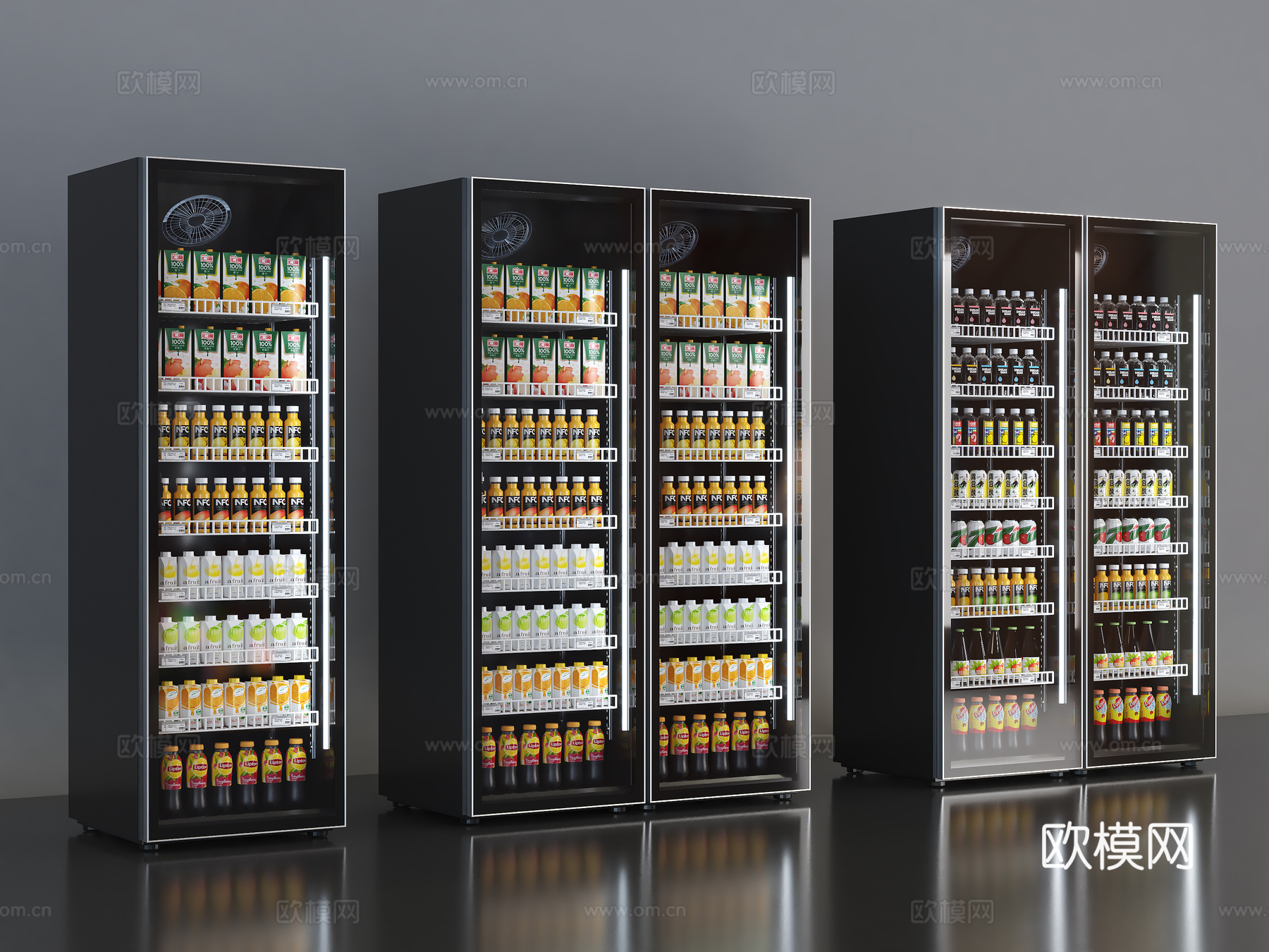 饮料柜 冷饮柜  啤酒饮料矿泉水 冷藏柜 保鲜柜 冰柜 冷柜su模型