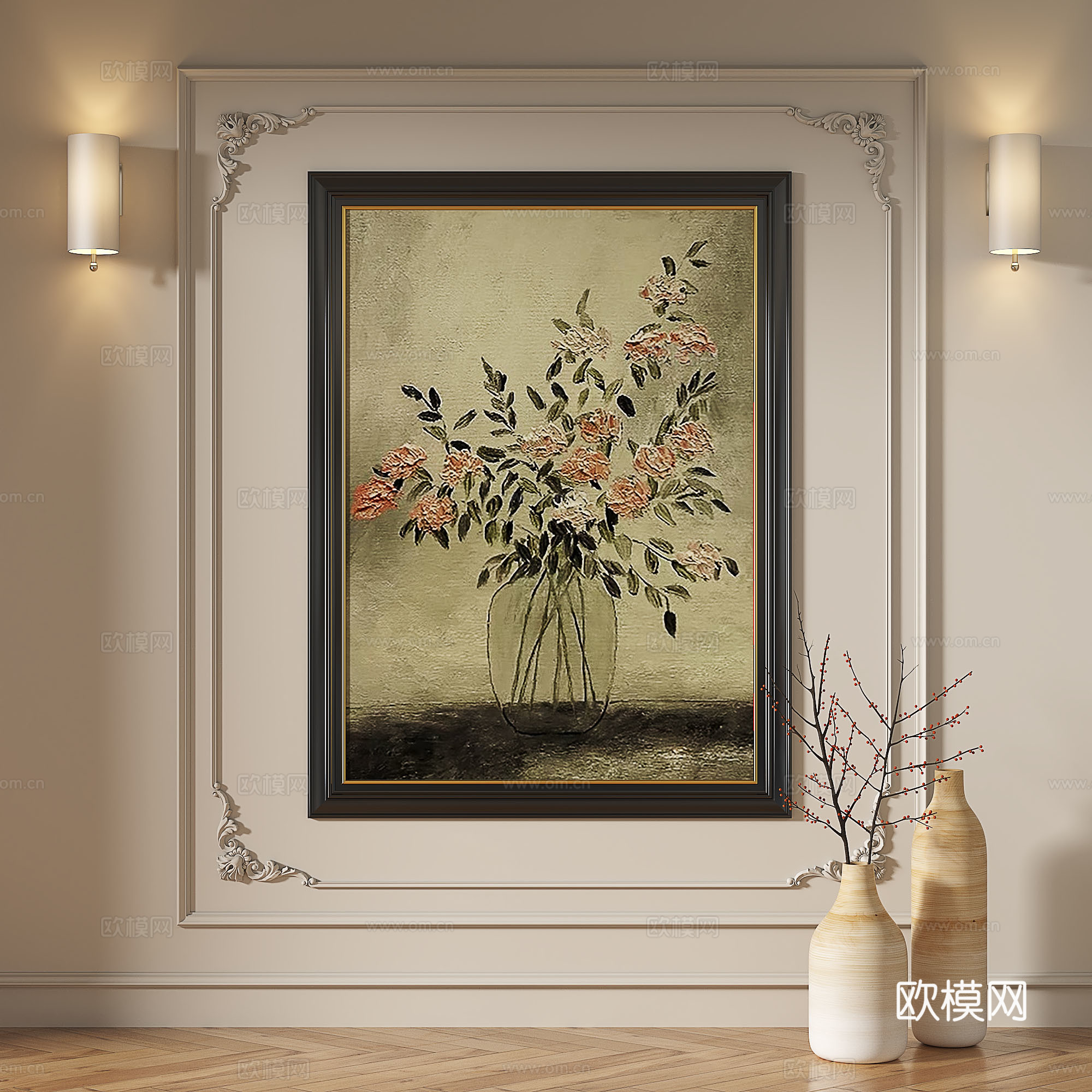 法式，复古，中古，现代，轻奢，简约，抽象，装饰画免费3d模型下载