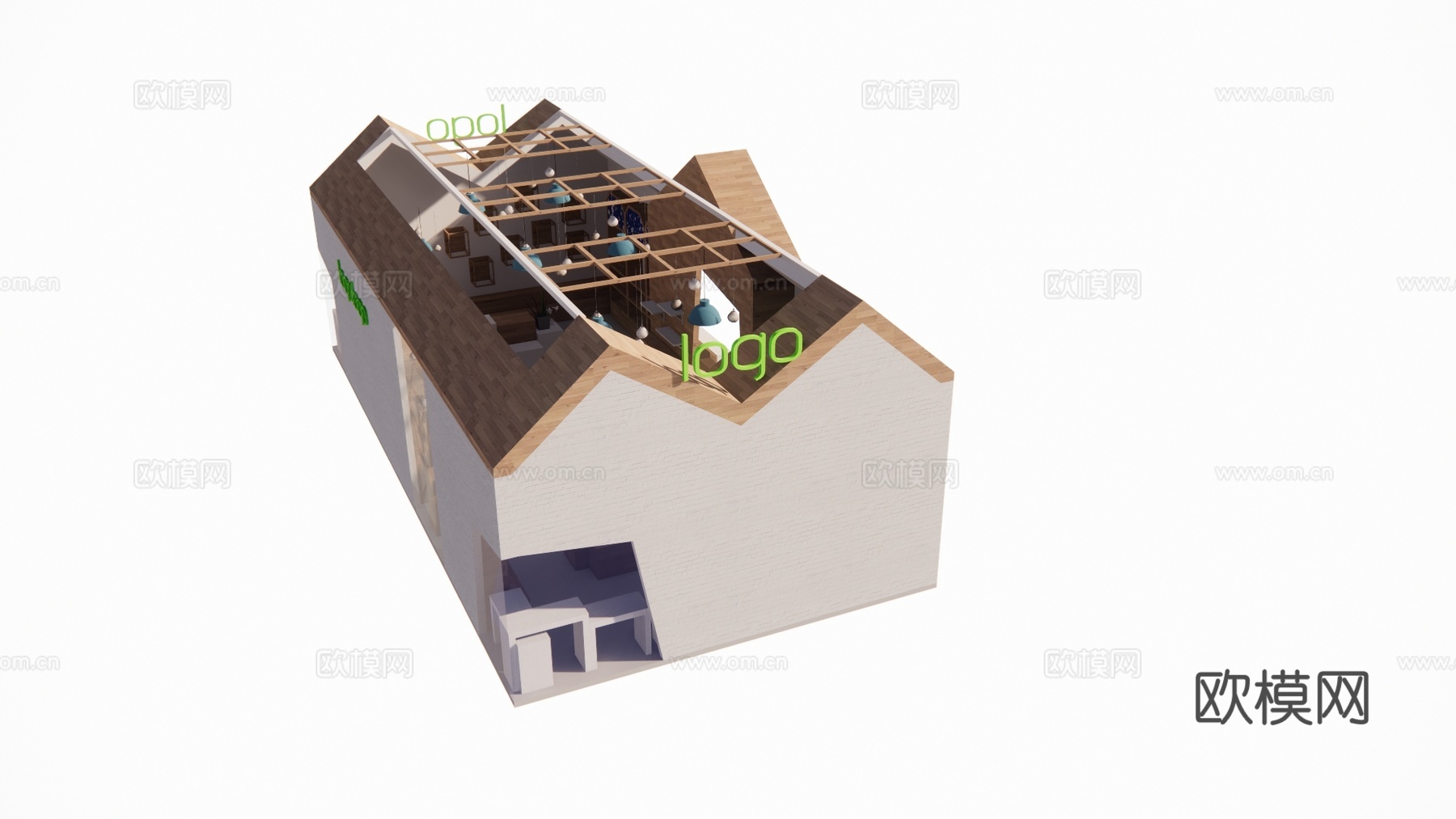 公共空间 走廊 政府机构 停车场 办事处su模型下载（渲染图1）