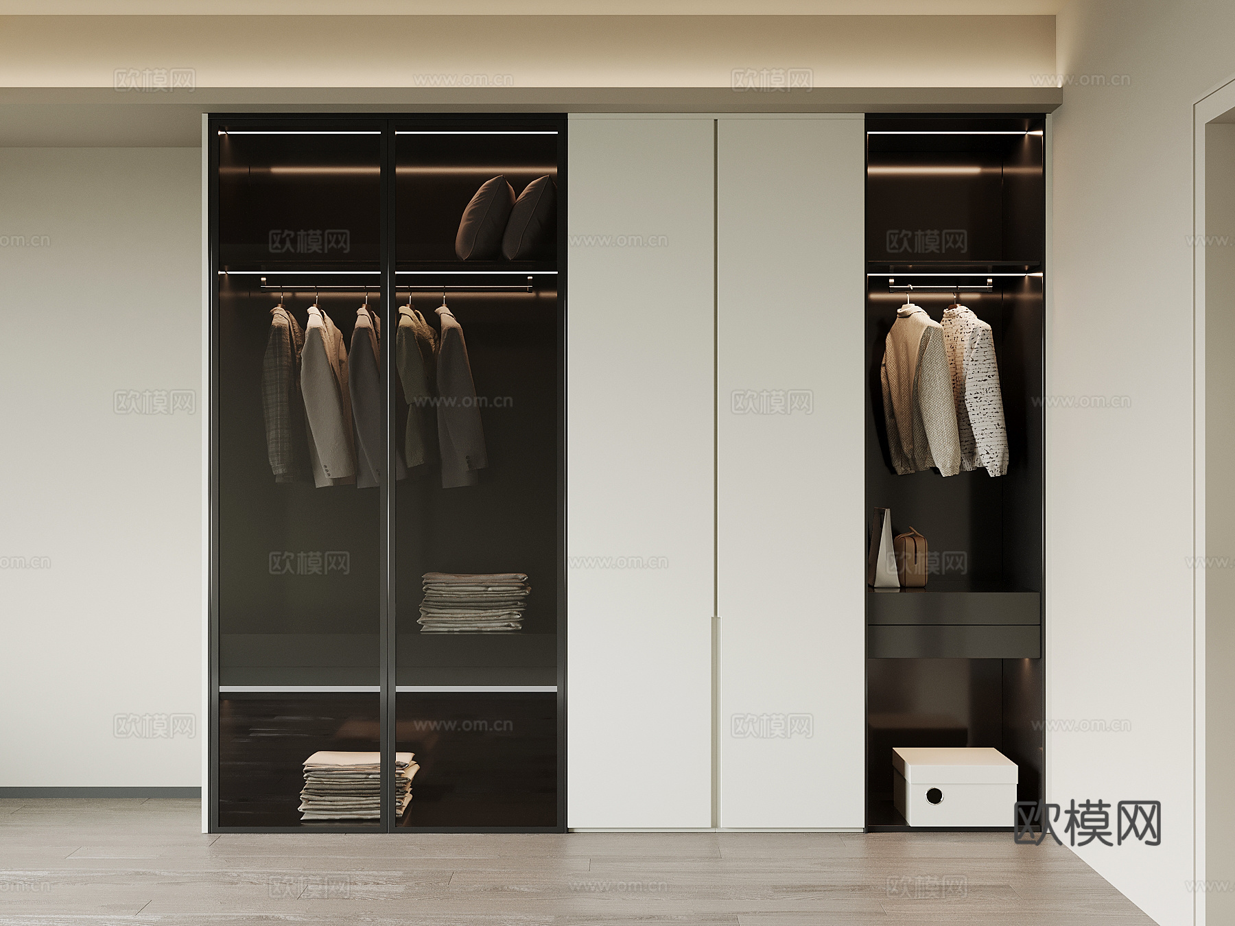 现代意式简约衣柜su模型