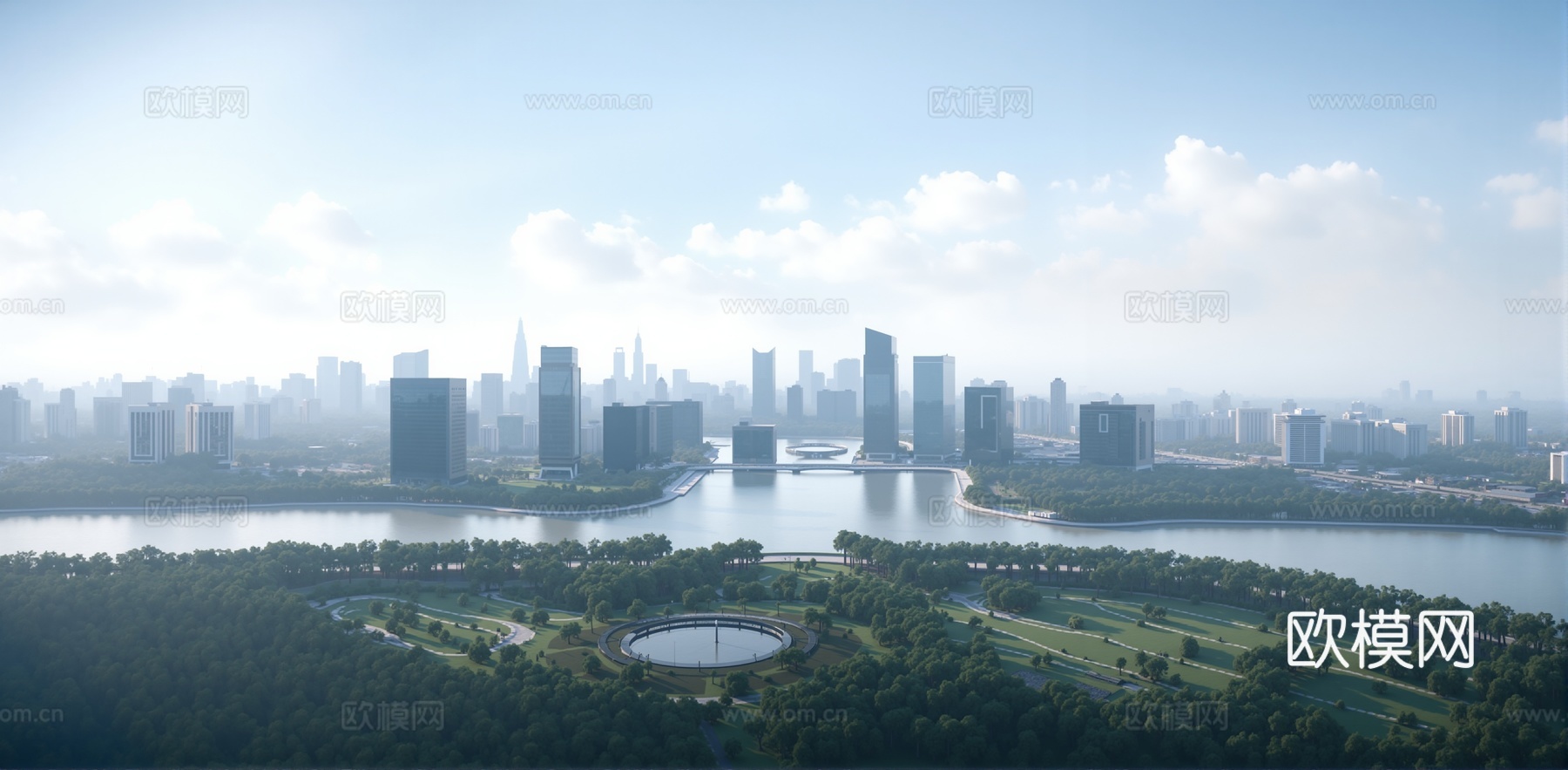 现代城市白天外景天空外景