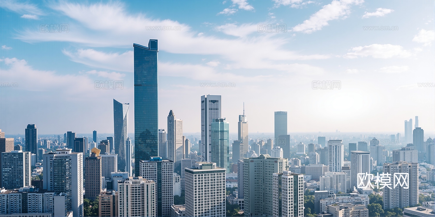 现代城市白天外景天空外景