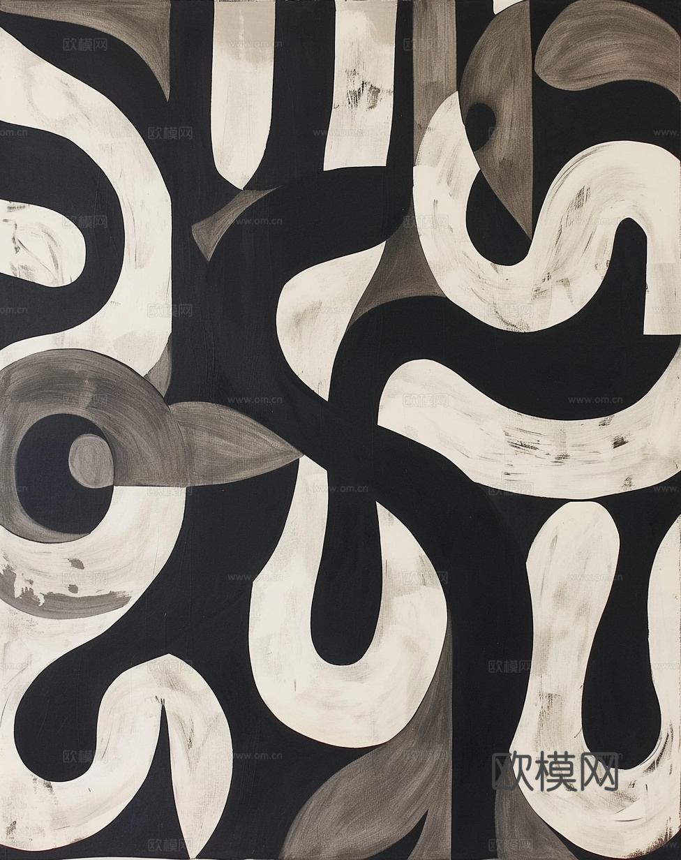 现代轻奢黑白挂画贴图下载