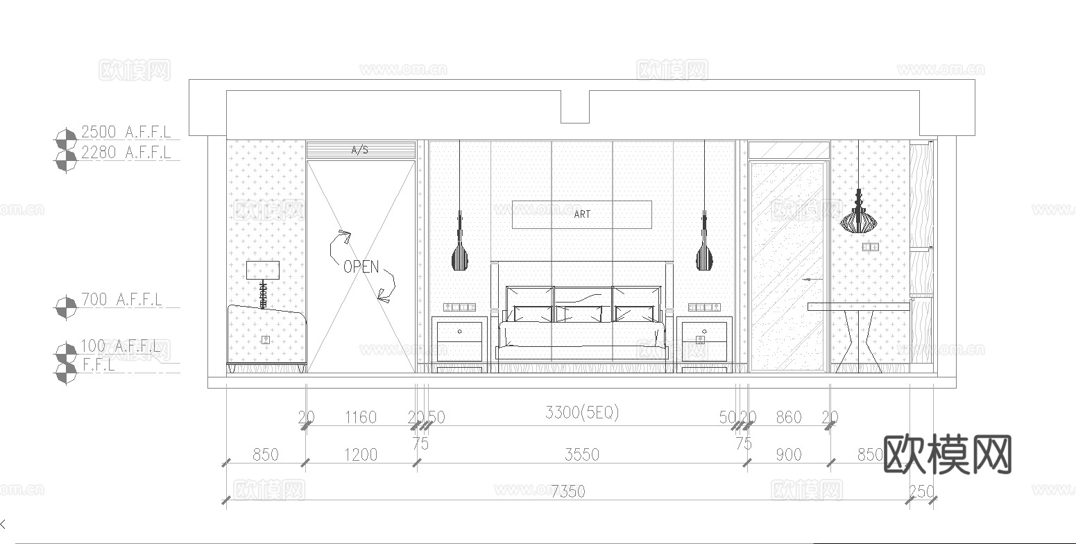 最新完整版大酒店施工图合集cad施工图下载（渲染图4）