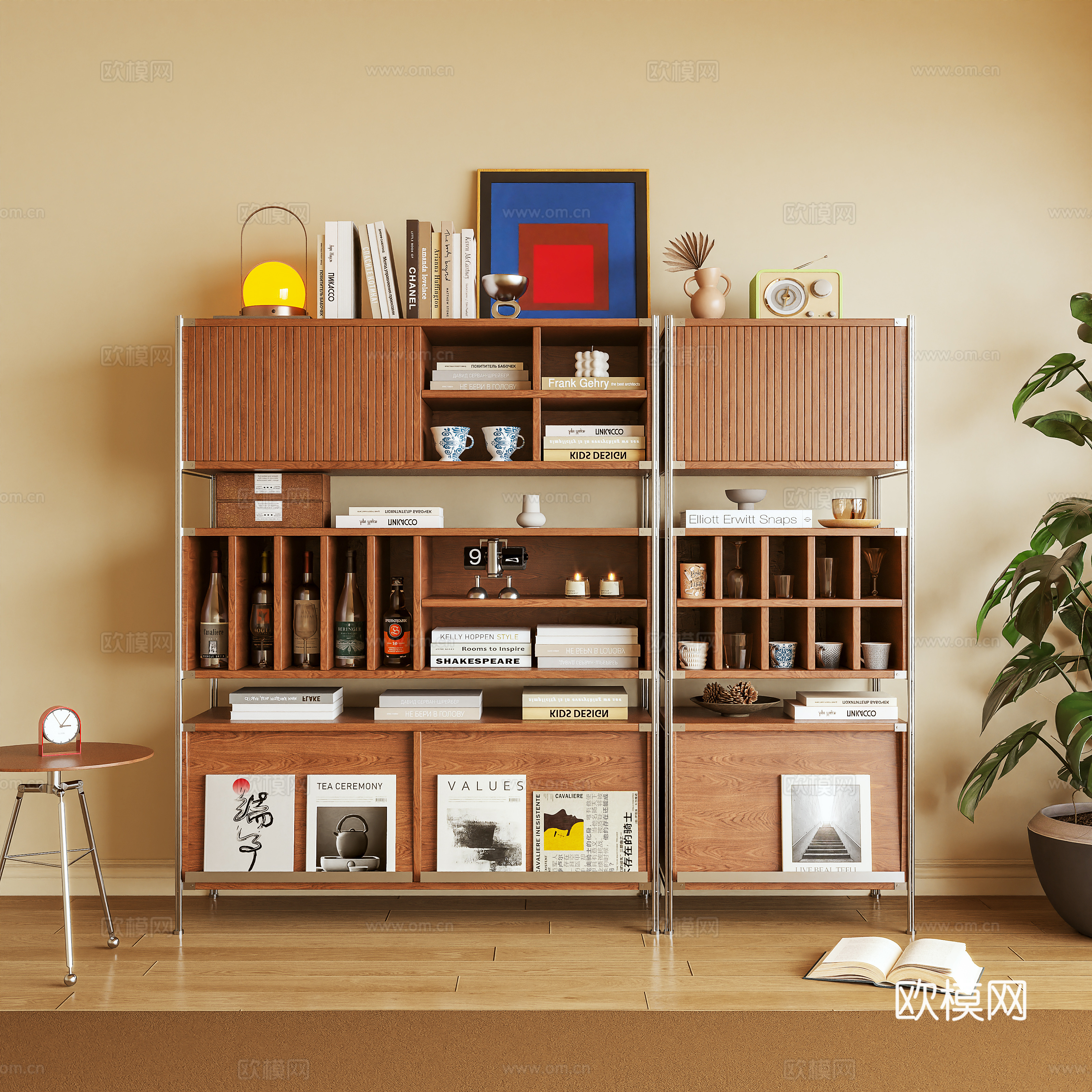 酒柜 置物柜 书柜 博古架 摆件3d模型下载
